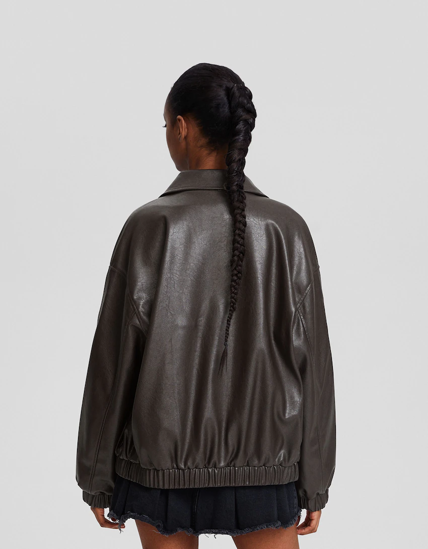 Faux leather dad fit jacket - Jackets - Women