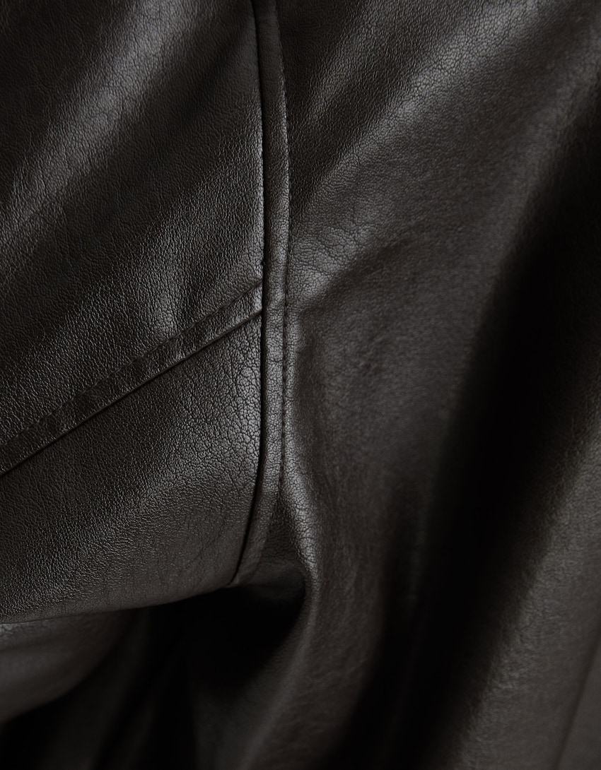 Faux leather dad fit jacket - Women | Bershka