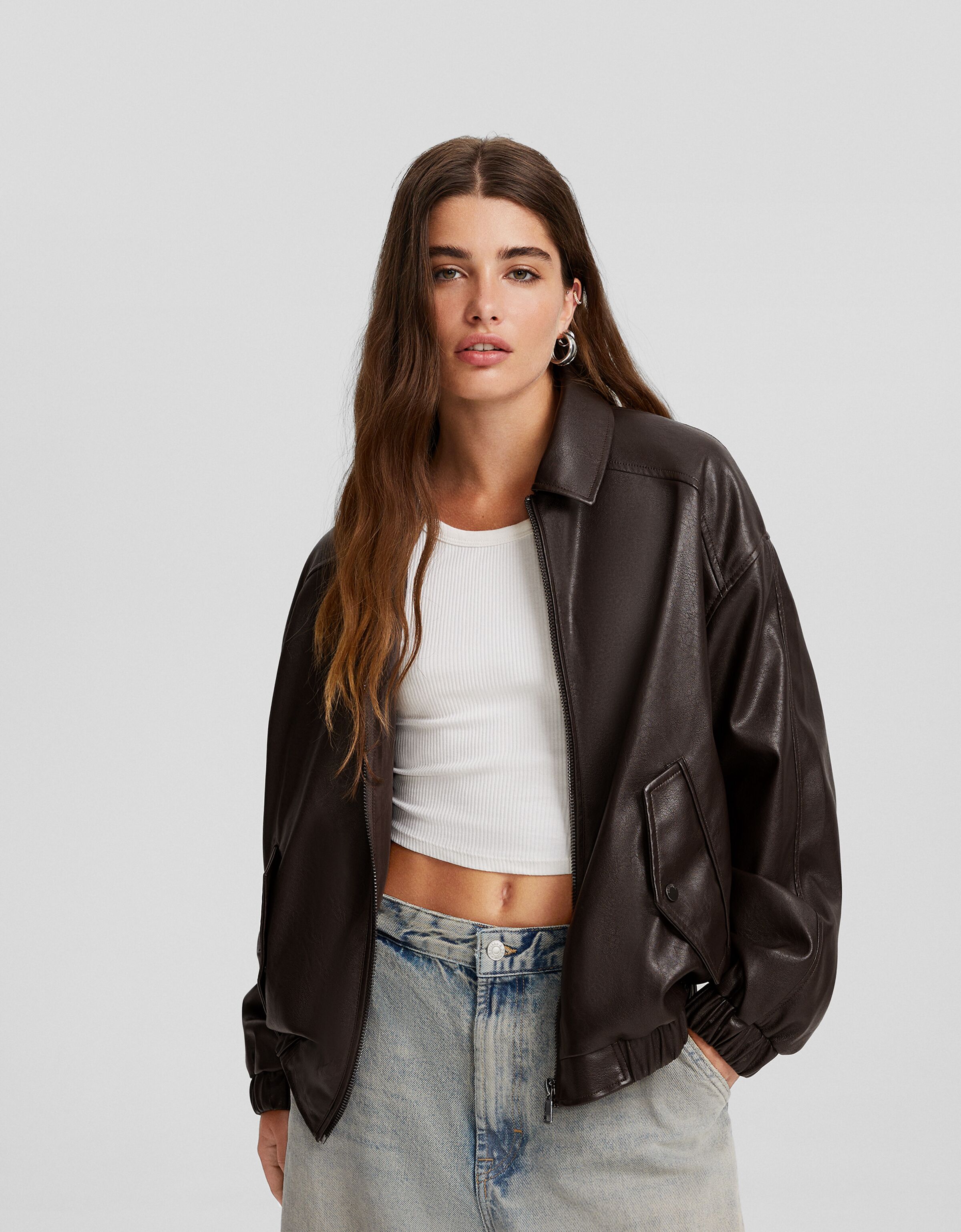 Bershka veste en online cuir femme