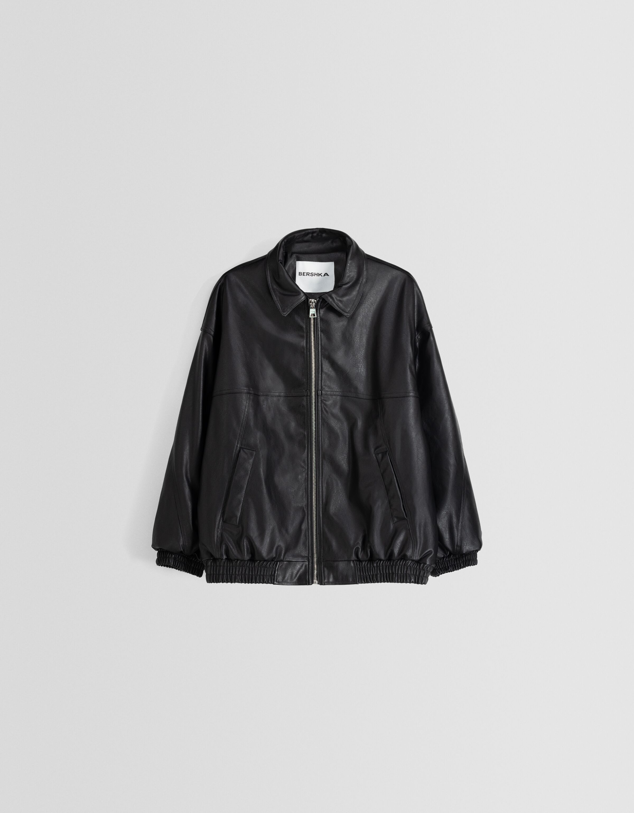 Cropped leather jacket bershka sale