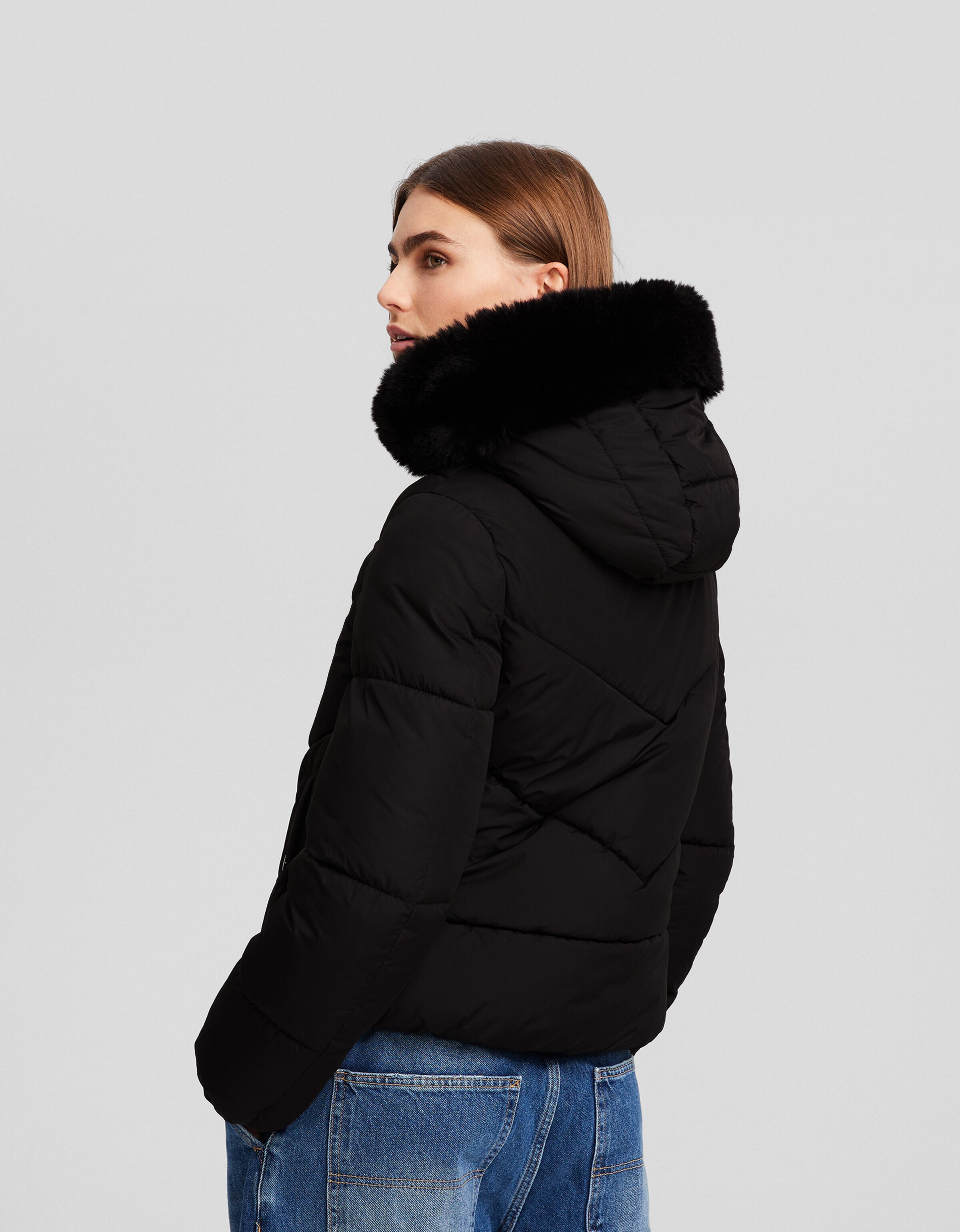 Doudoune capuche fourrure Vestes Femme Bershka