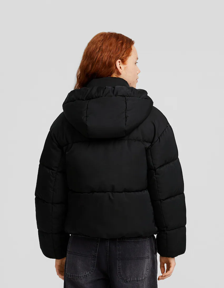 CROPPED HOODED PUFFER JACKET