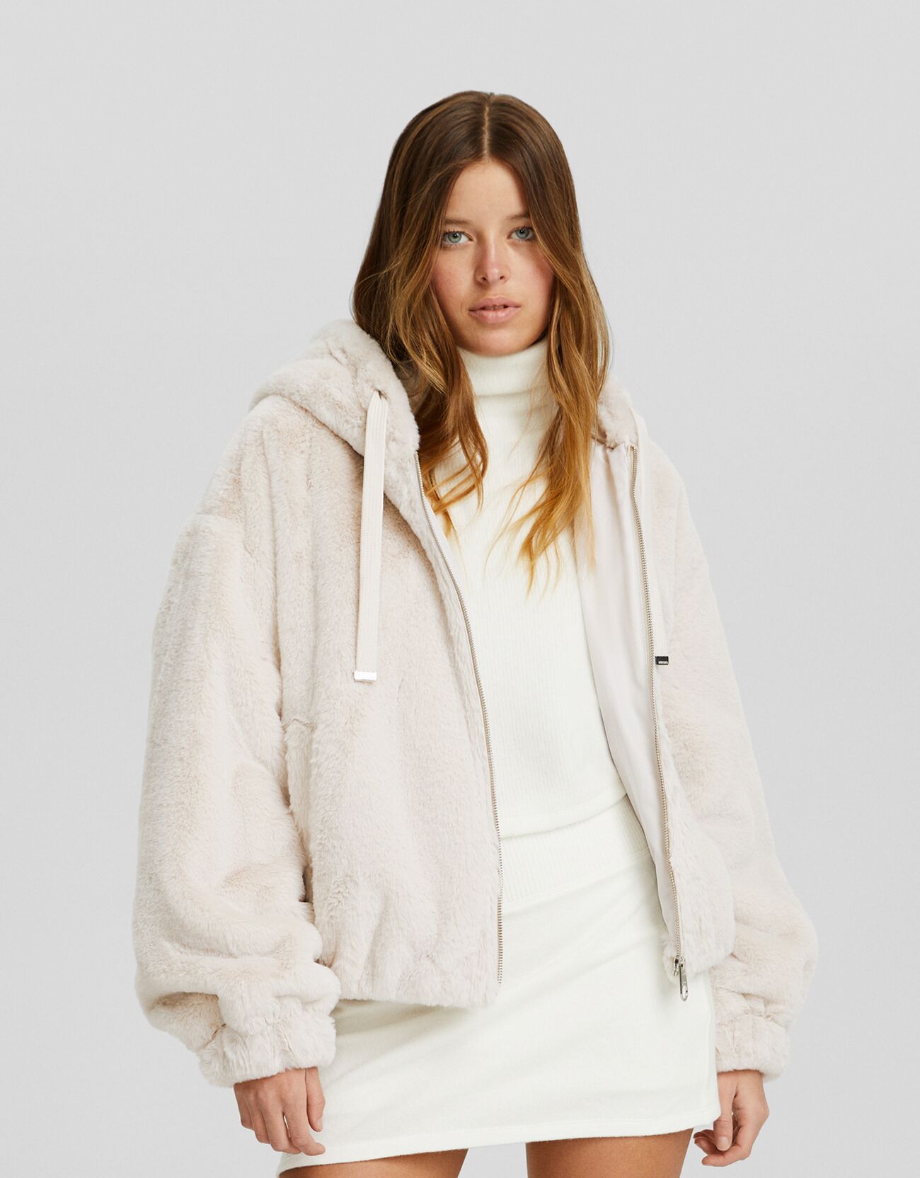 Fuzzy jacket with hood best sale forever 21