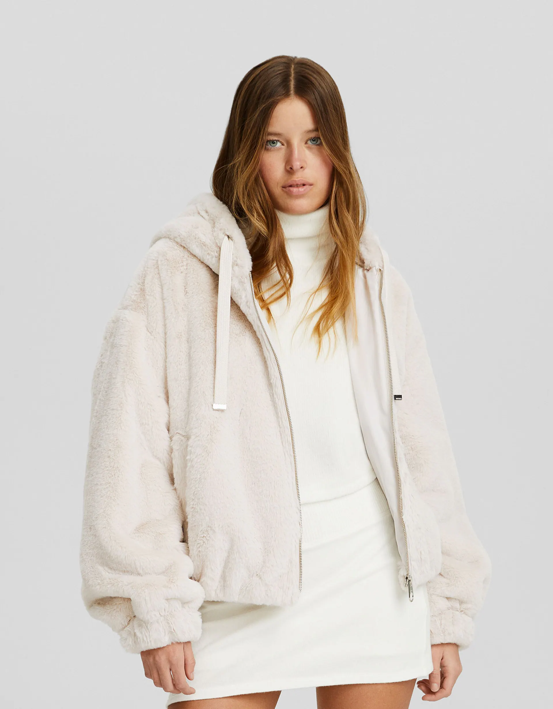 Fuzzy jacket with hood - Jackets - Women