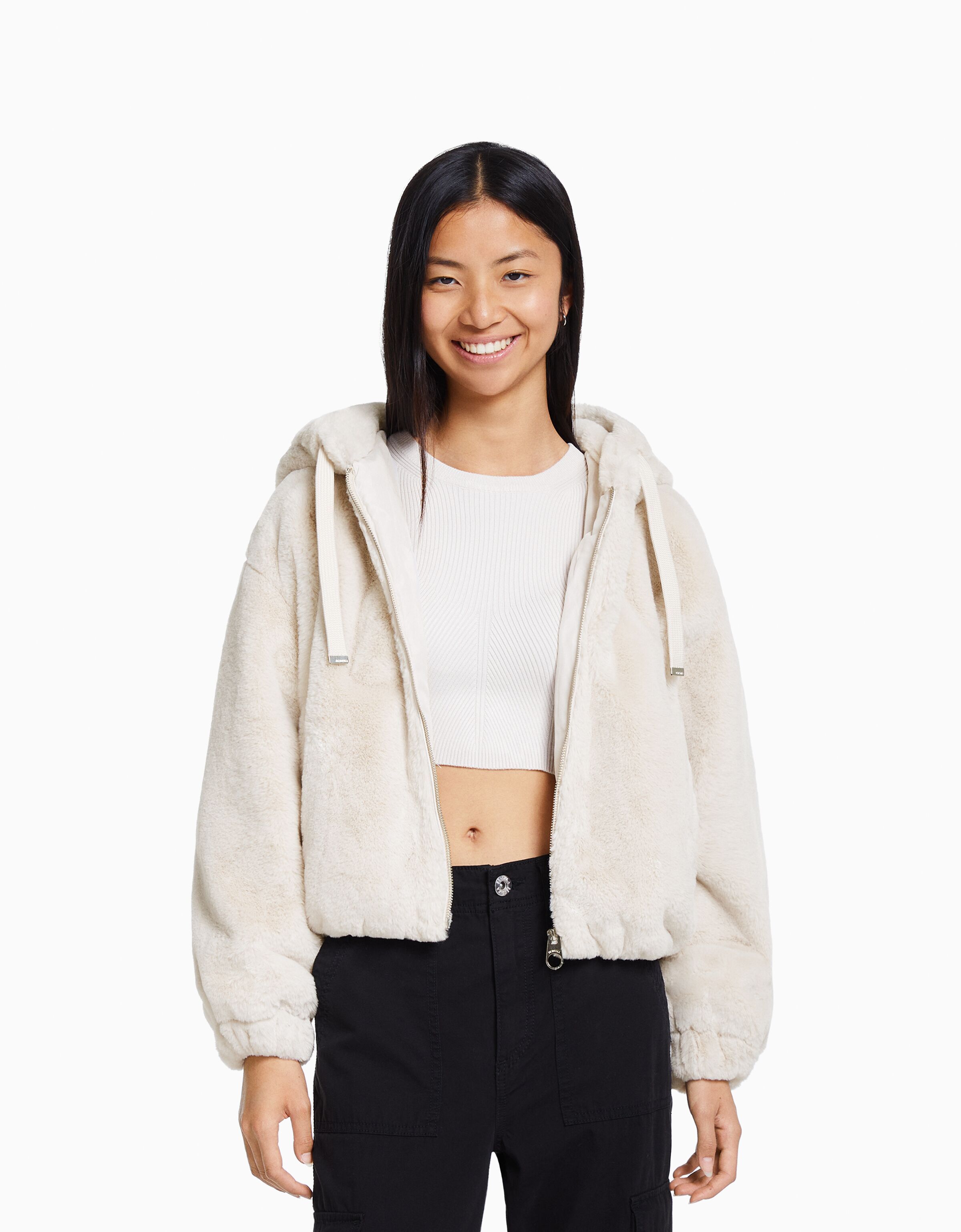 Giubbotto con cappuccio teddy Giubbotti BSK Teen Bershka