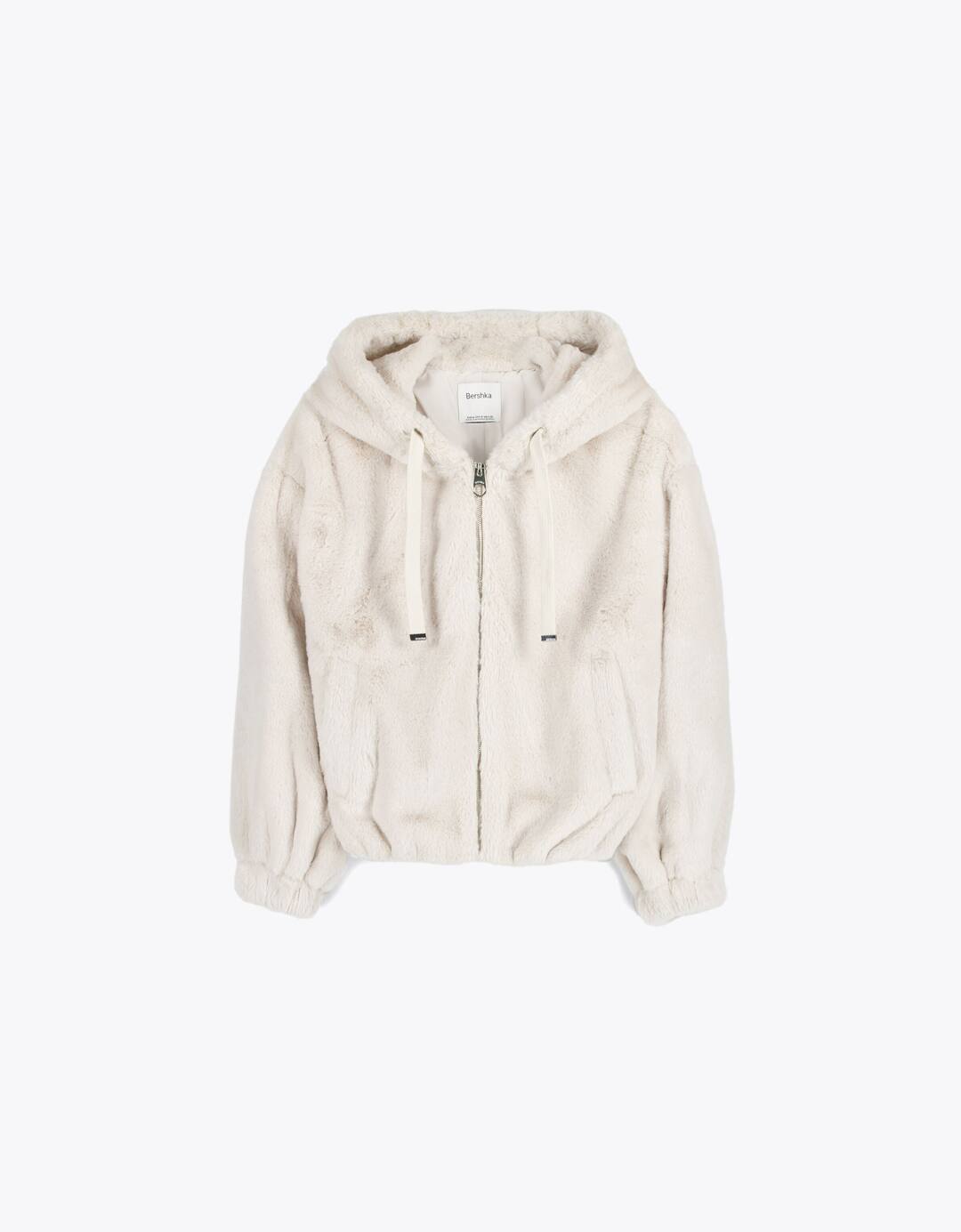Fuzzy jacket with hood