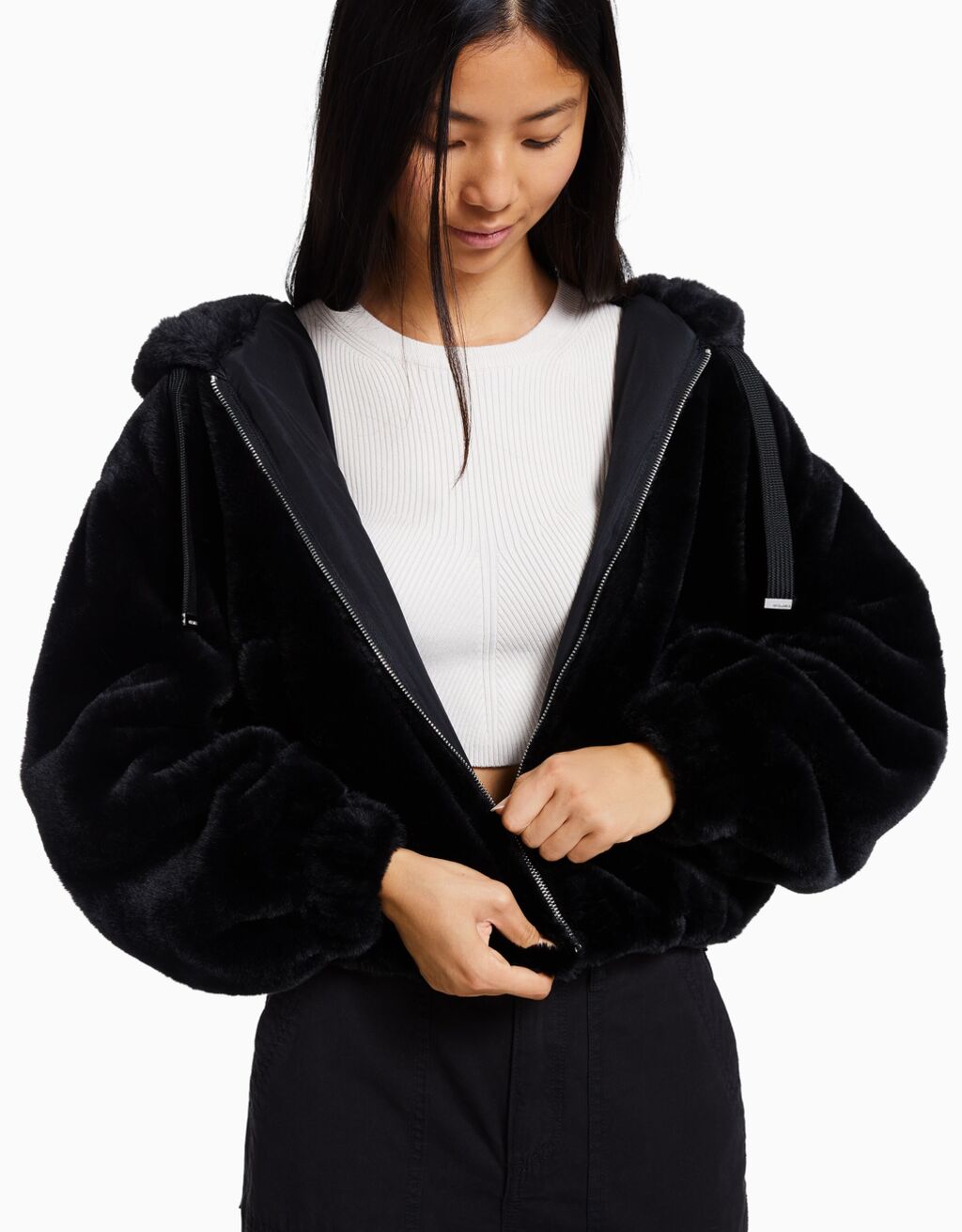 Gilet polaire capuche-Noir-2