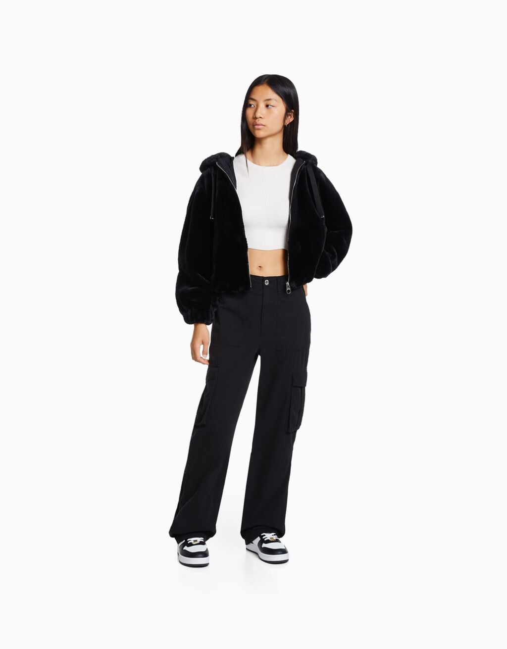 Gilet polaire capuche-Noir-3