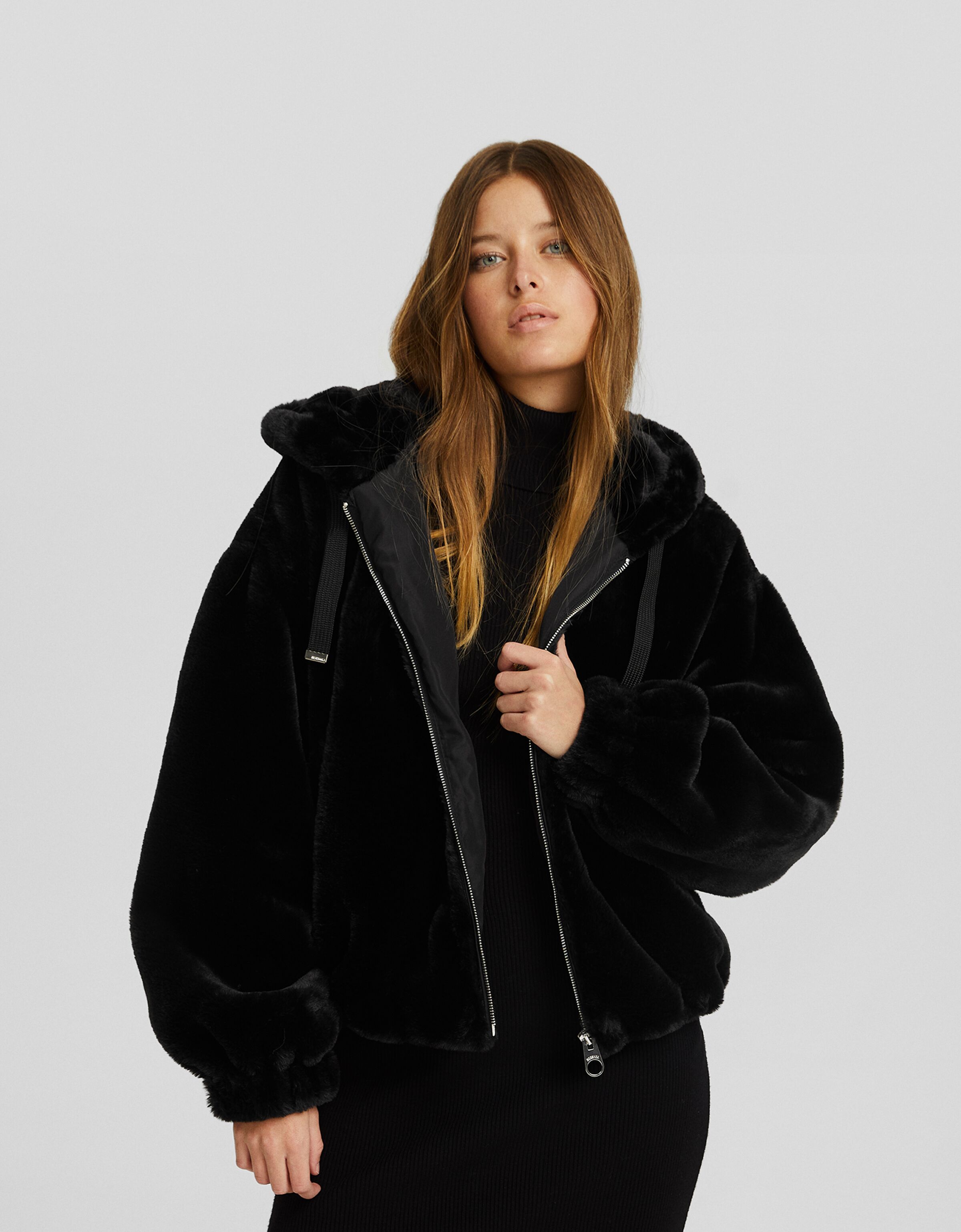 Fuzzy cheap hooded jacket