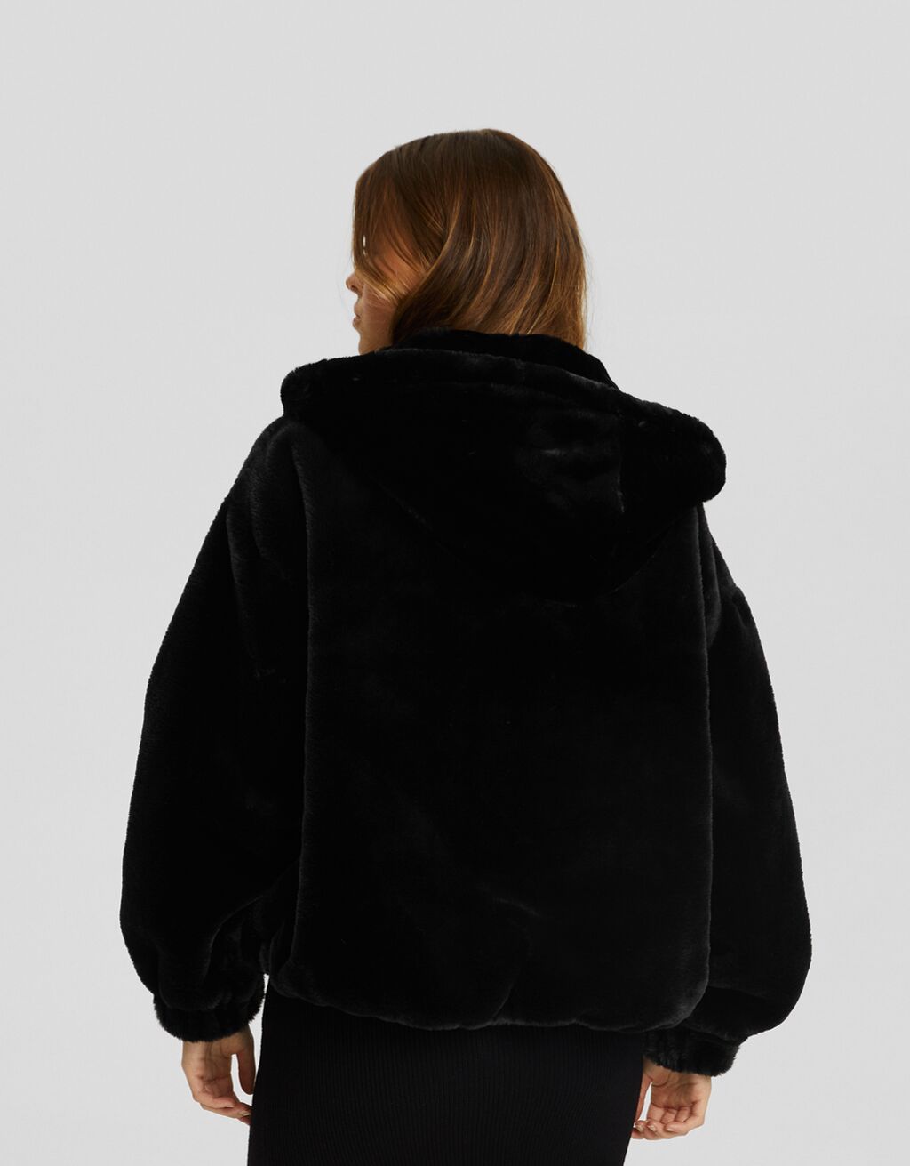 Black fuzzy clearance jacket with hood