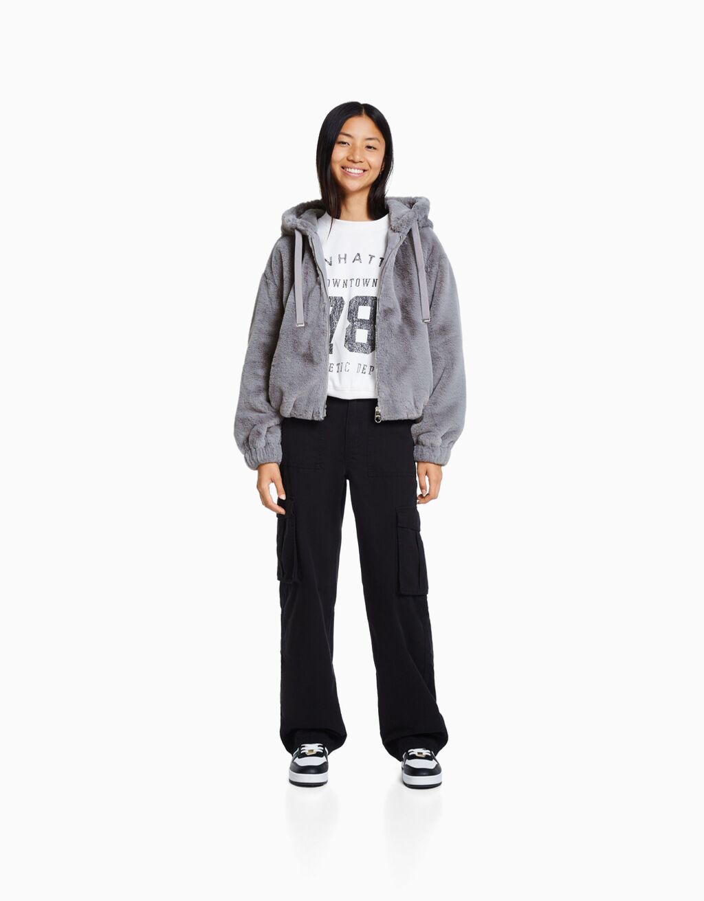 Gilet polaire capuche-Gris-3