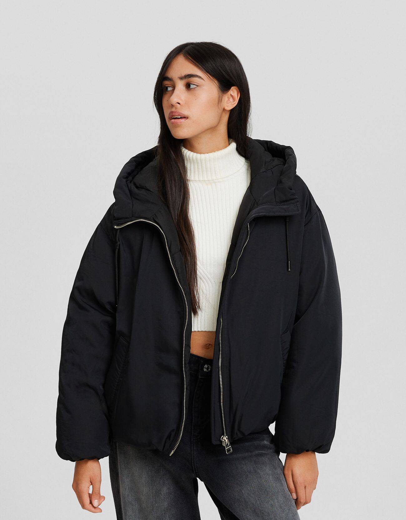 Hooded puffer jacket New Women Bershka
