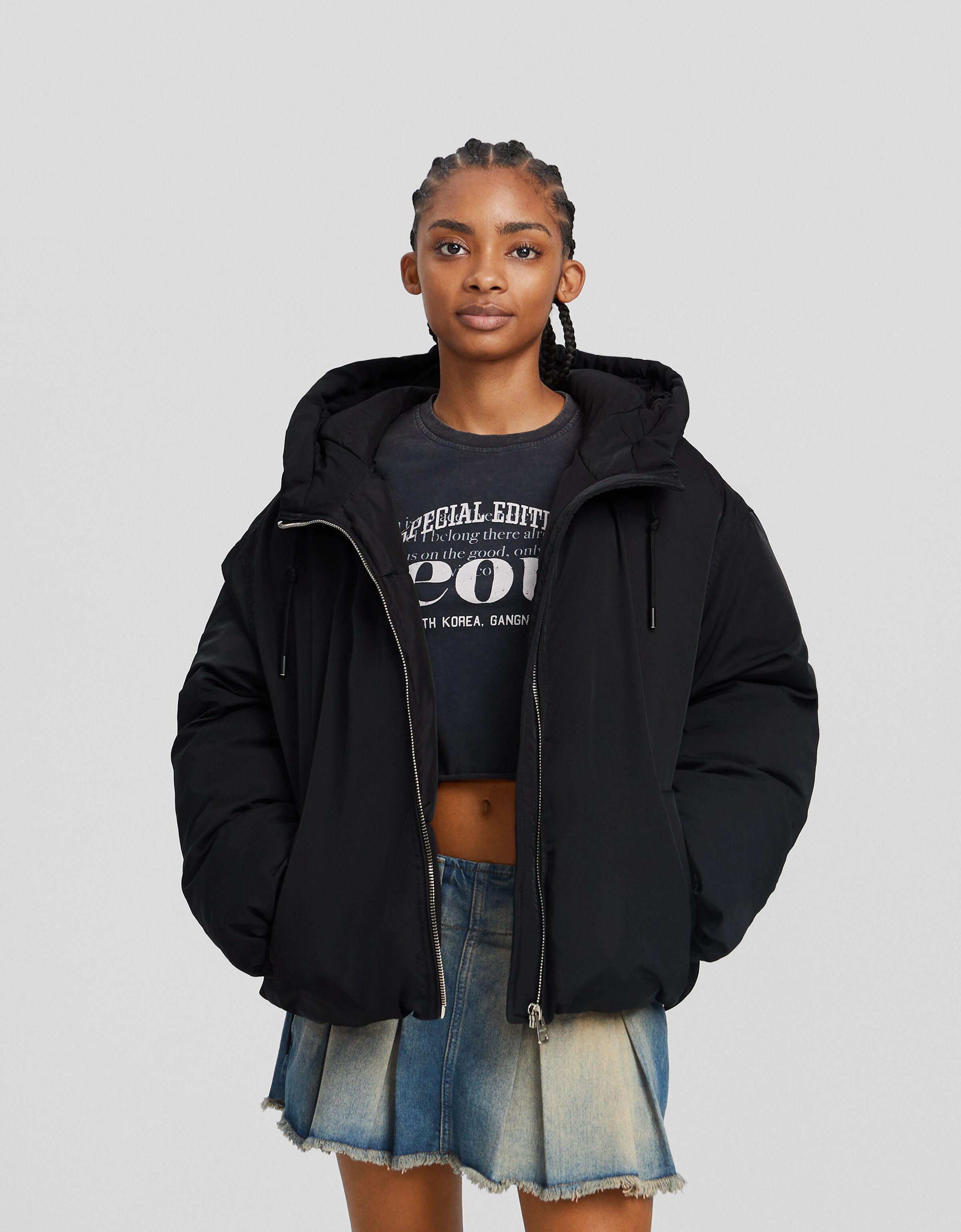 Hooded puffer jacket Women Bershka