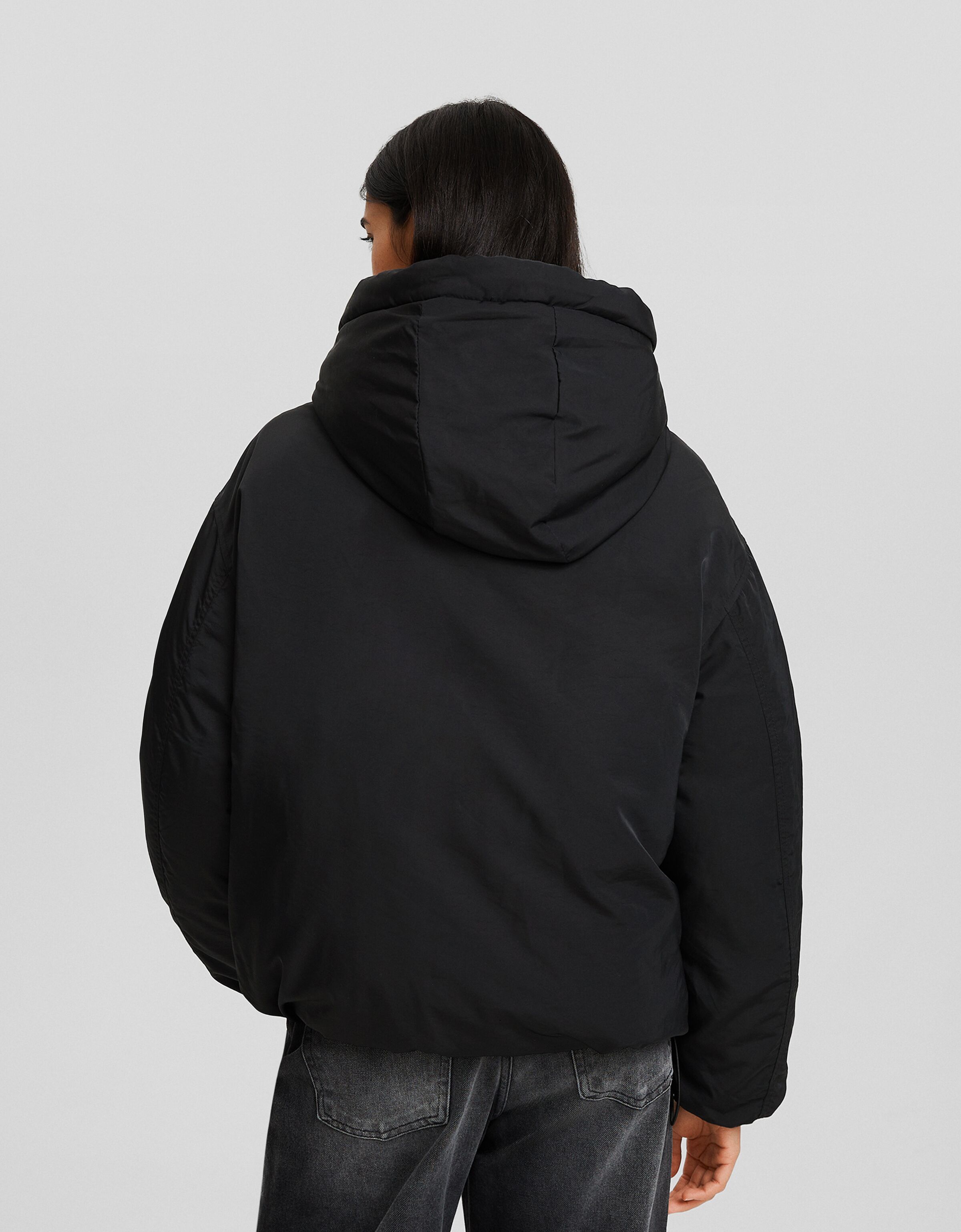 Bershka puffer jacket clearance black