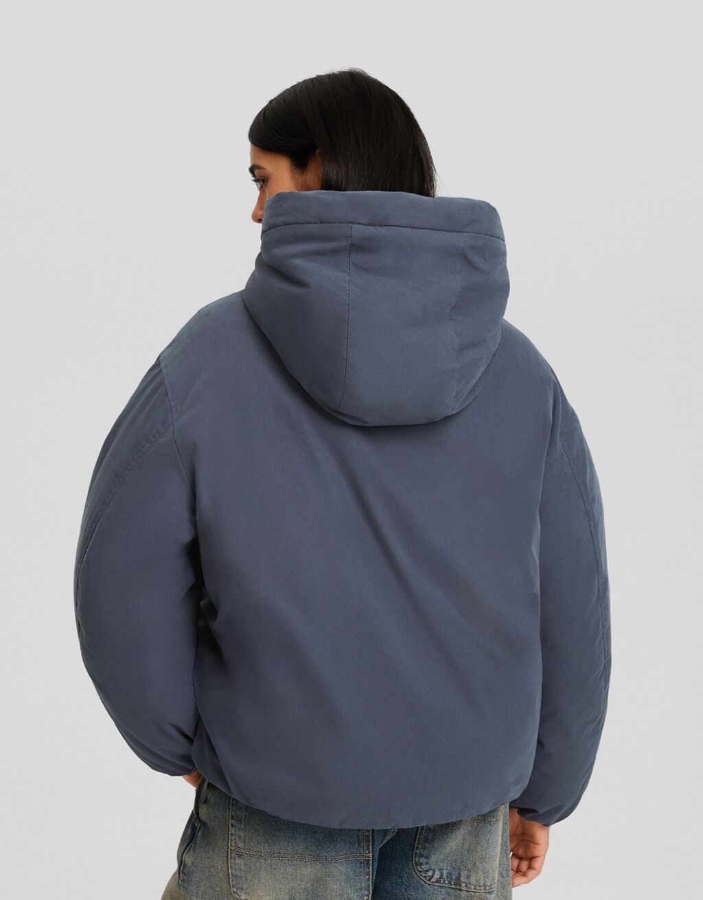 Puffer jacket with hood Women Bershka