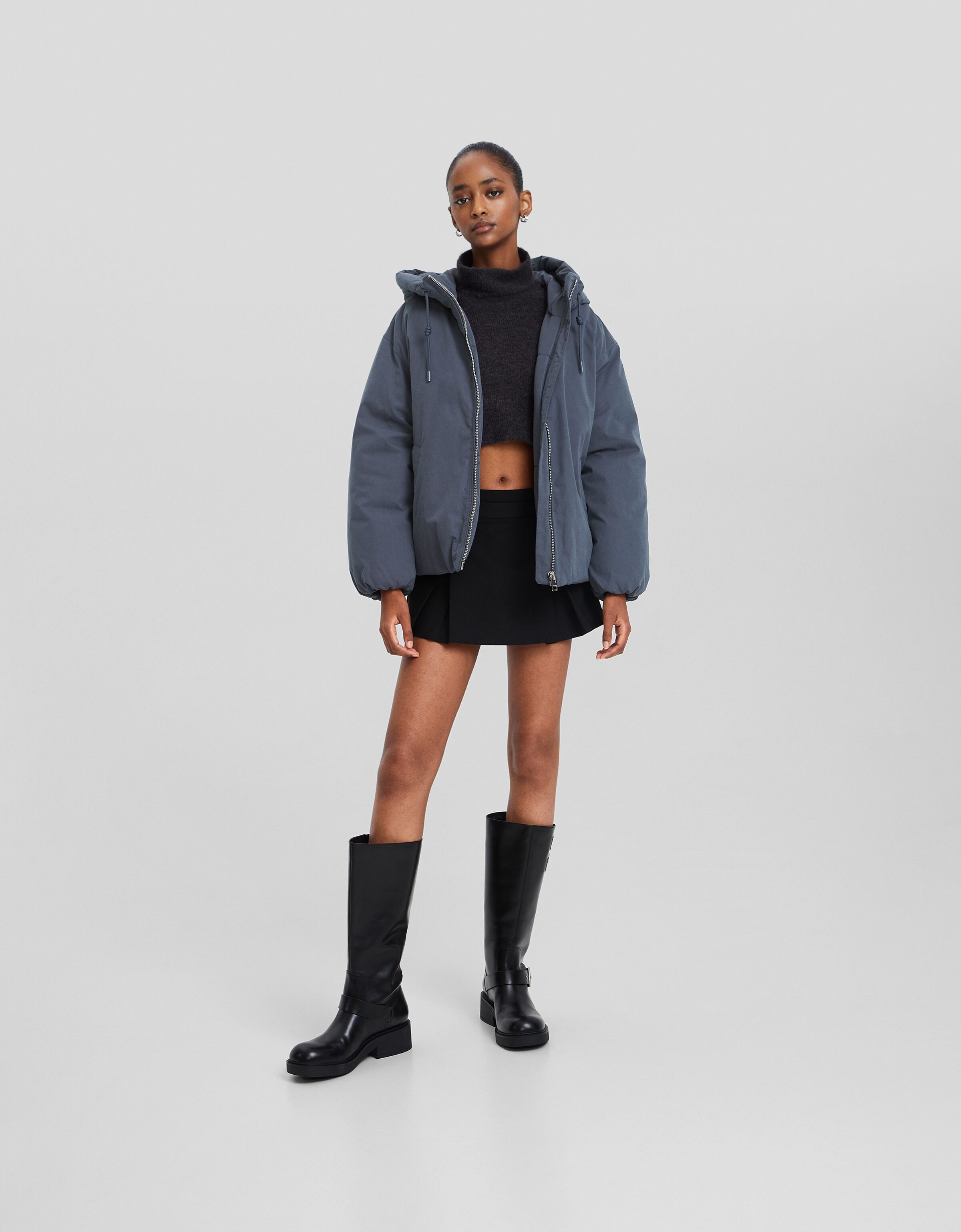 Bershka hooded top puffer jacket