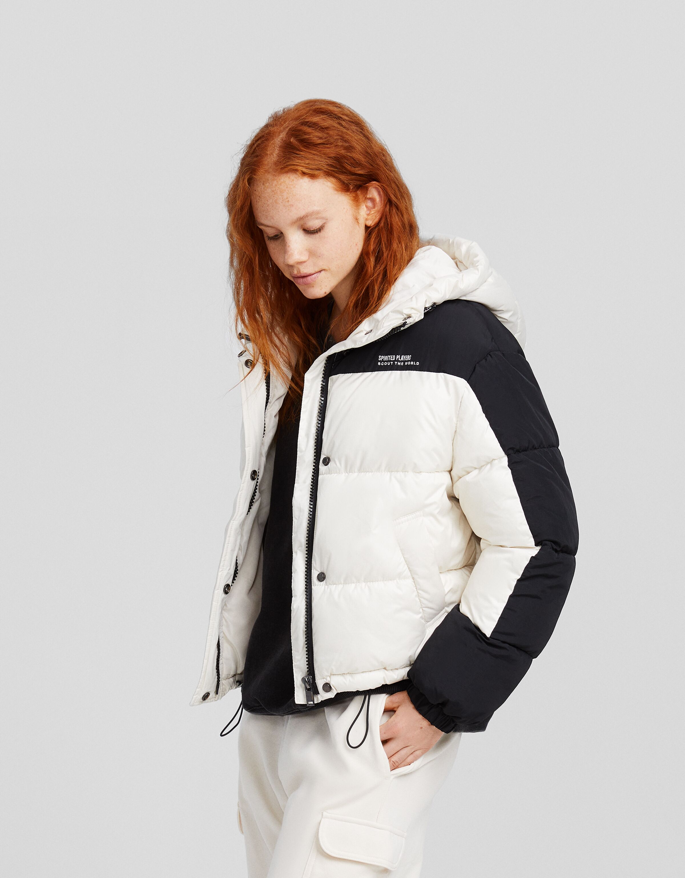 Colour block nylon blend hoodie jacket - Jackets - BSK Teen | Bershka