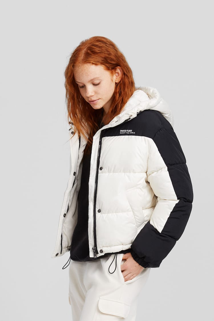 Colour block nylon blend hoodie jacket