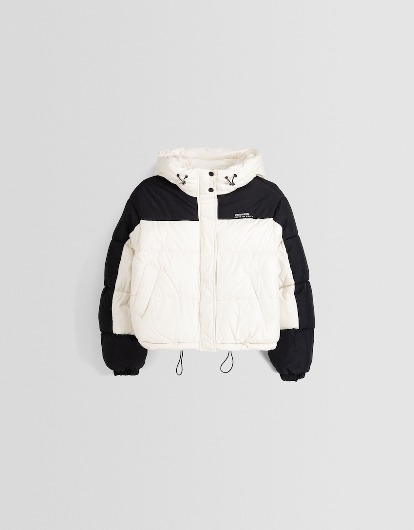 Color block nylon blend hoodie jacket - BSK Teen | Bershka