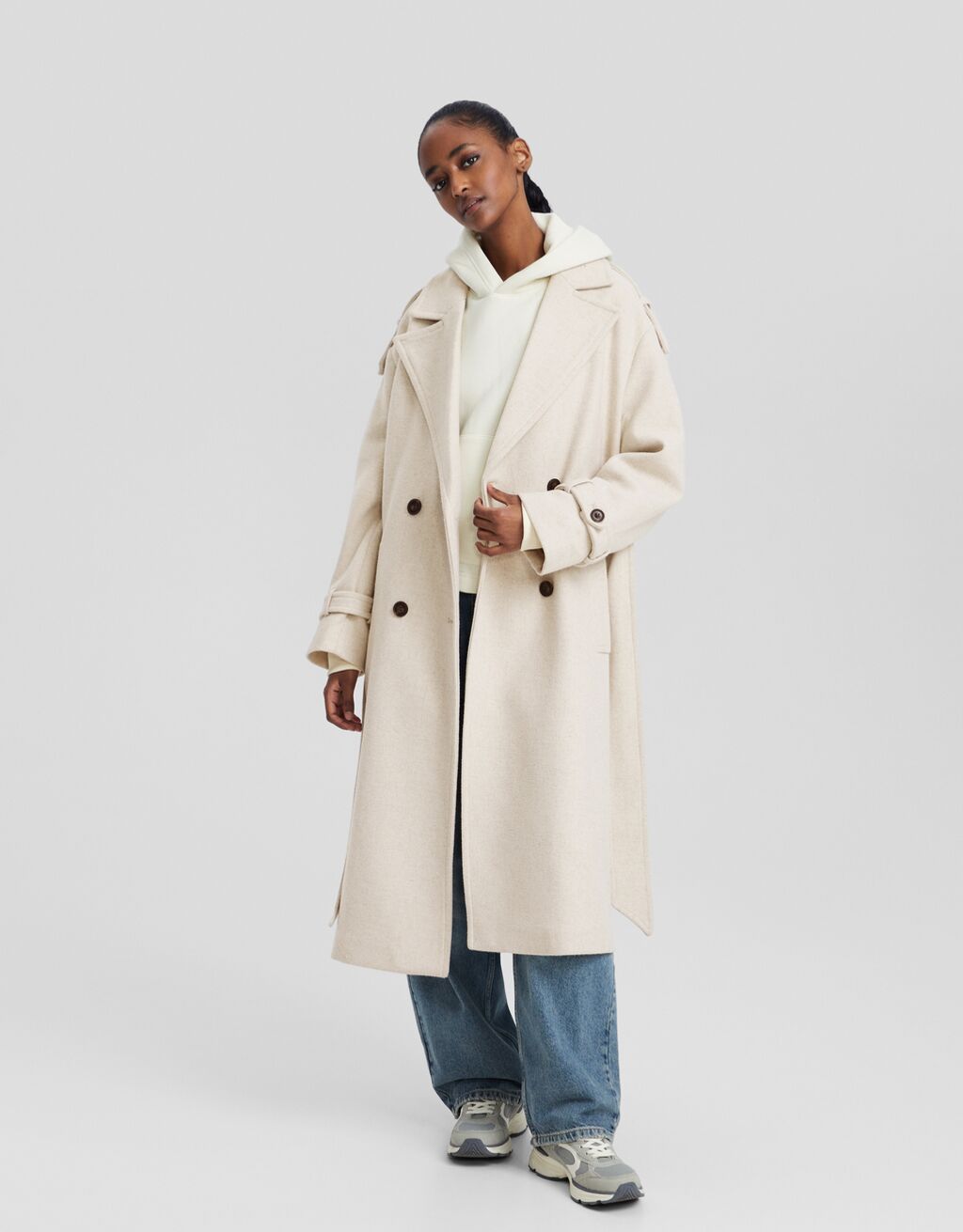 Wool blend trench coat Women Bershka