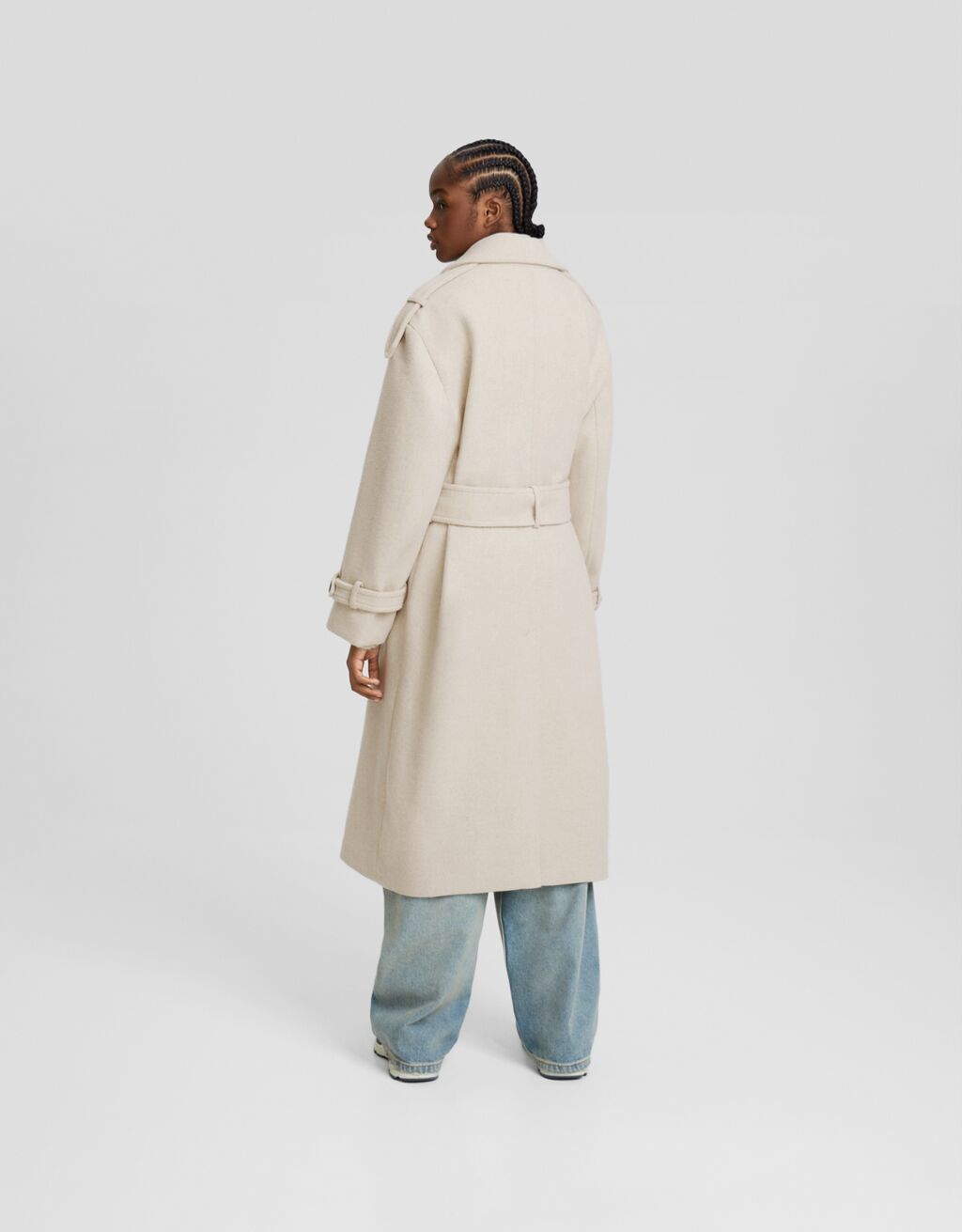 Manteau trench en laine-Beige-2
