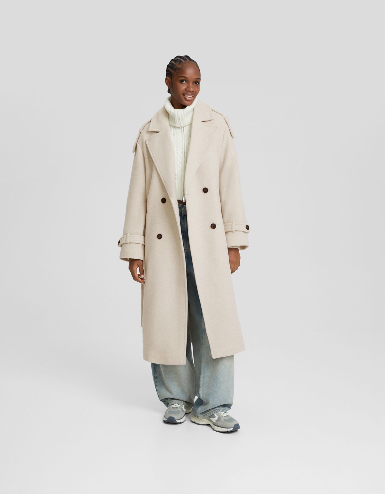 Long white trench coat store