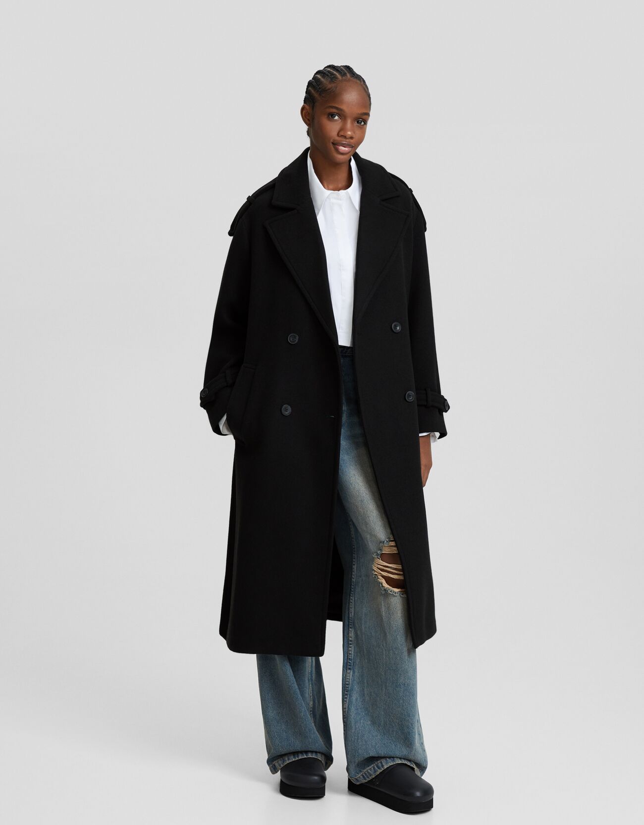 Bershka wool coat store