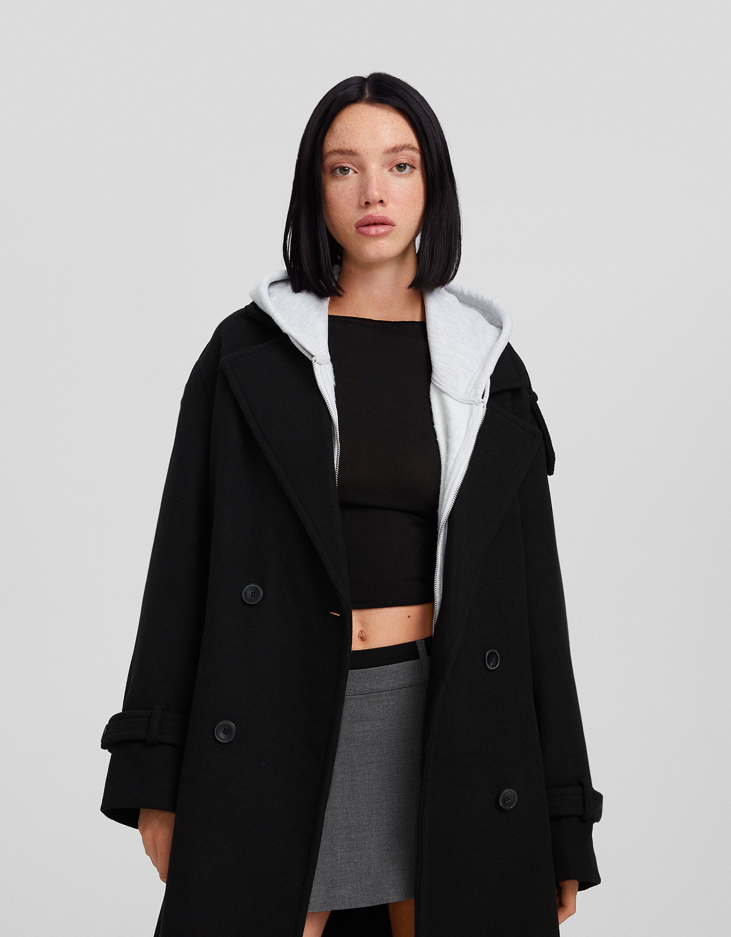 Bershka online black coat