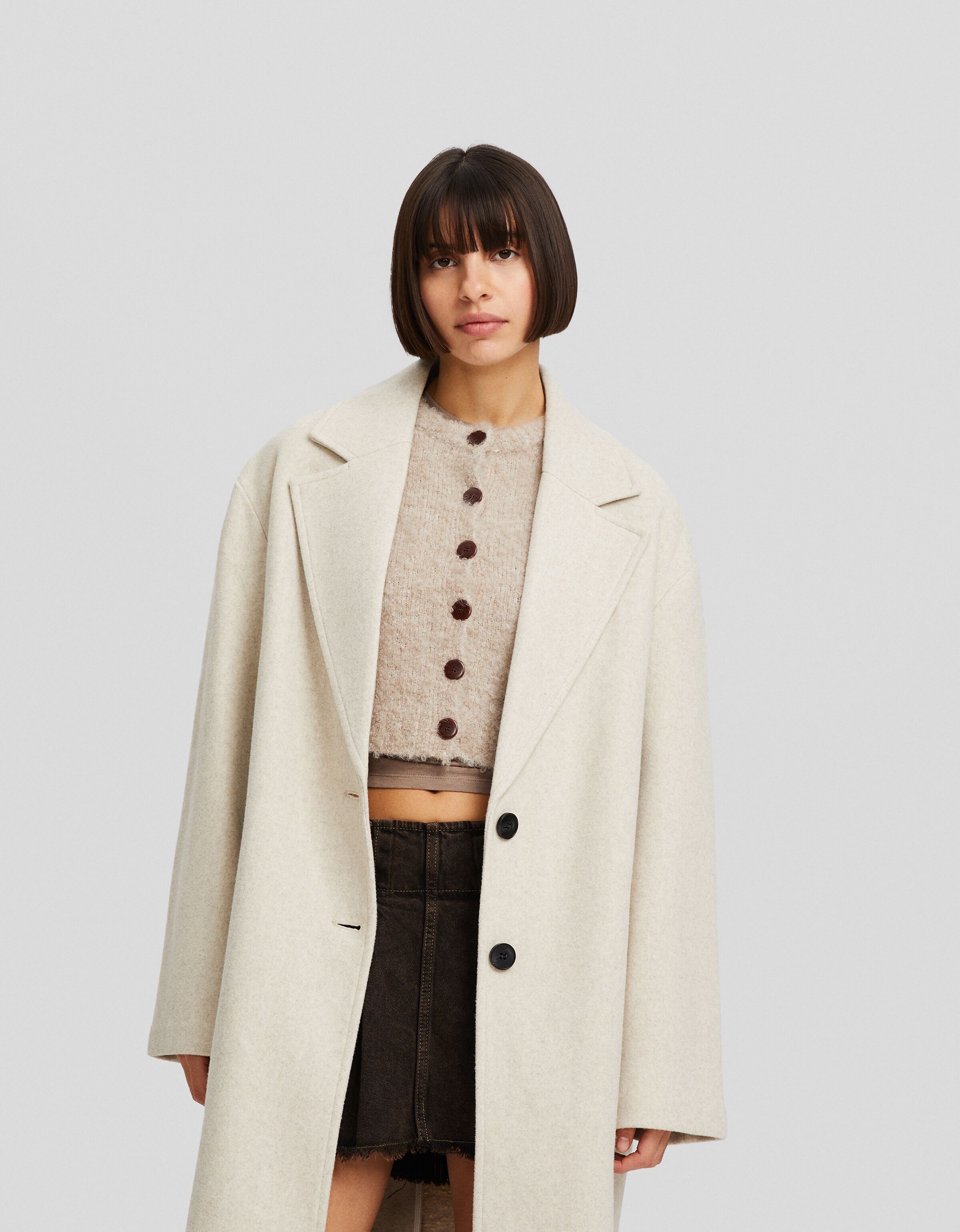 Bershka straight long on sale coat