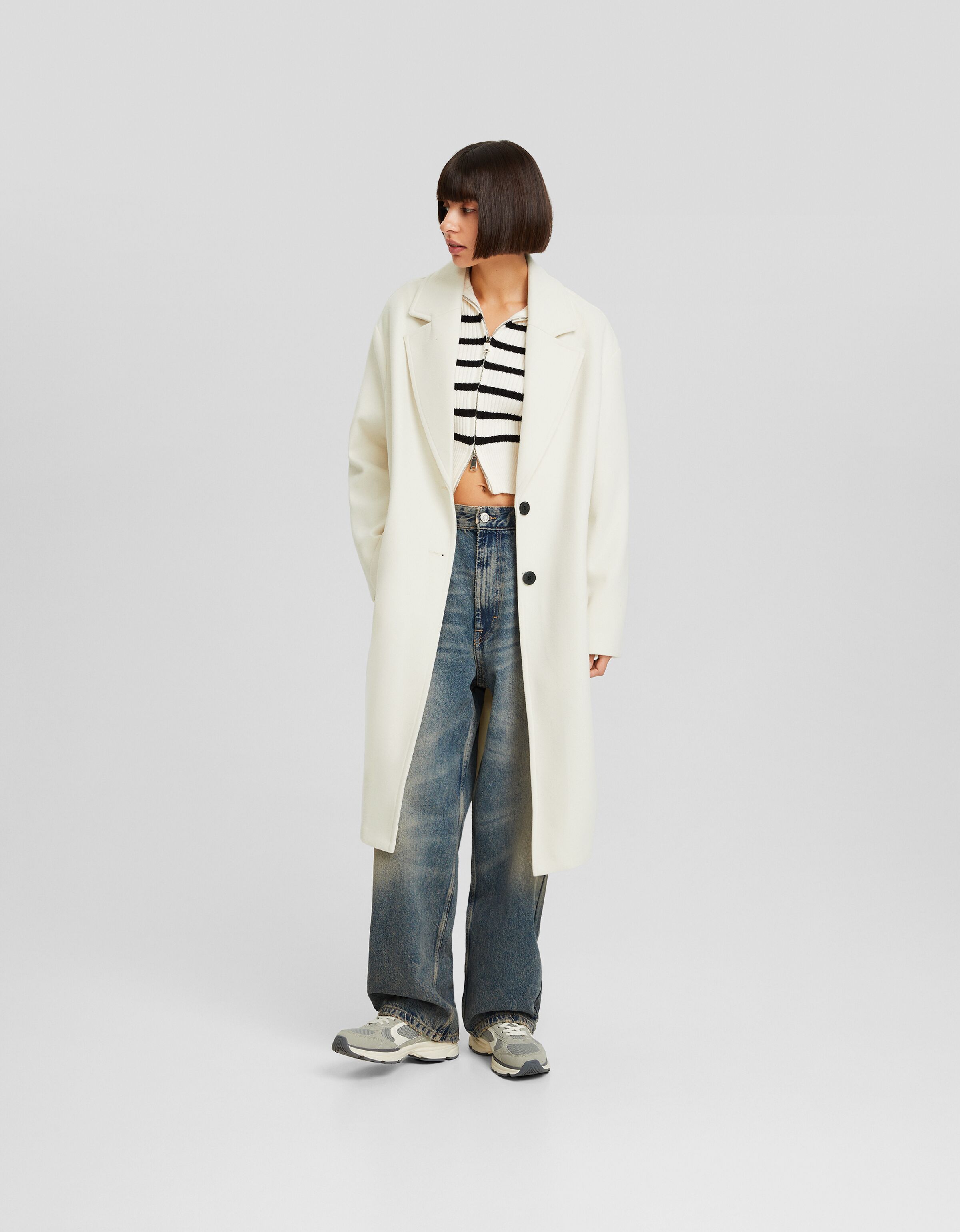 Bershka white outlet coat