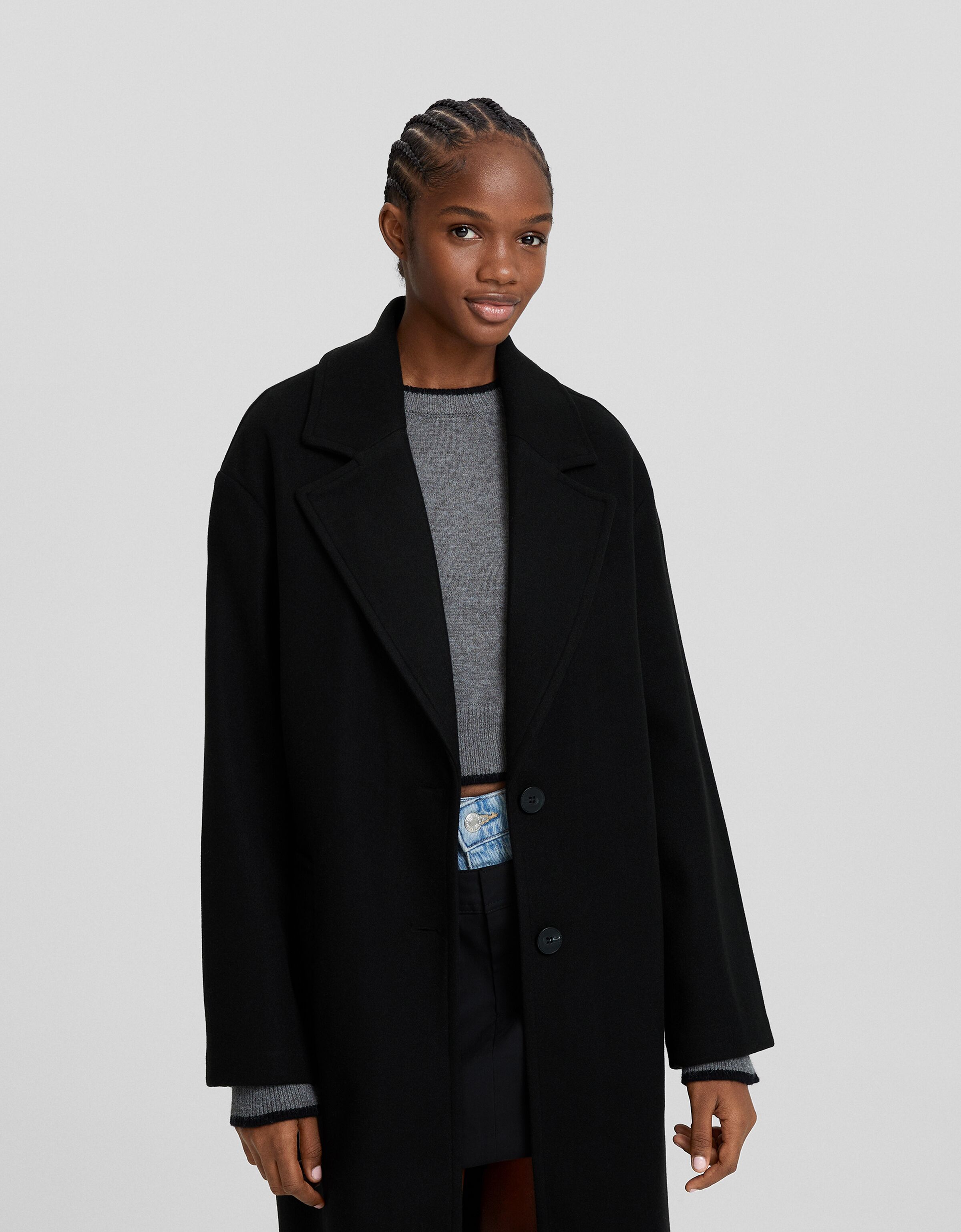 Bershka straight clearance long coat
