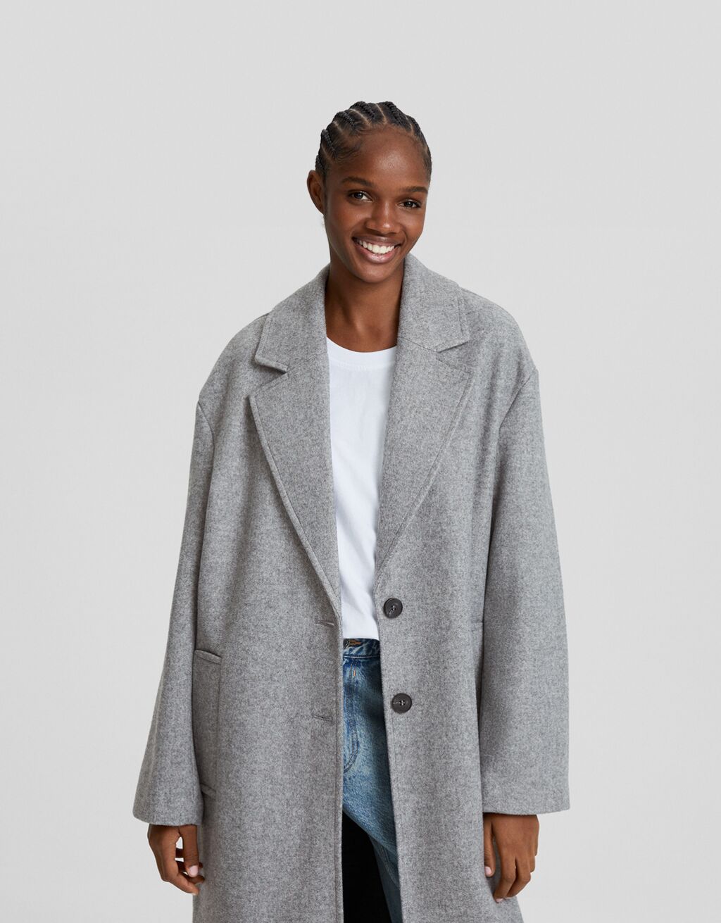 Manteau long soft-Gris-1
