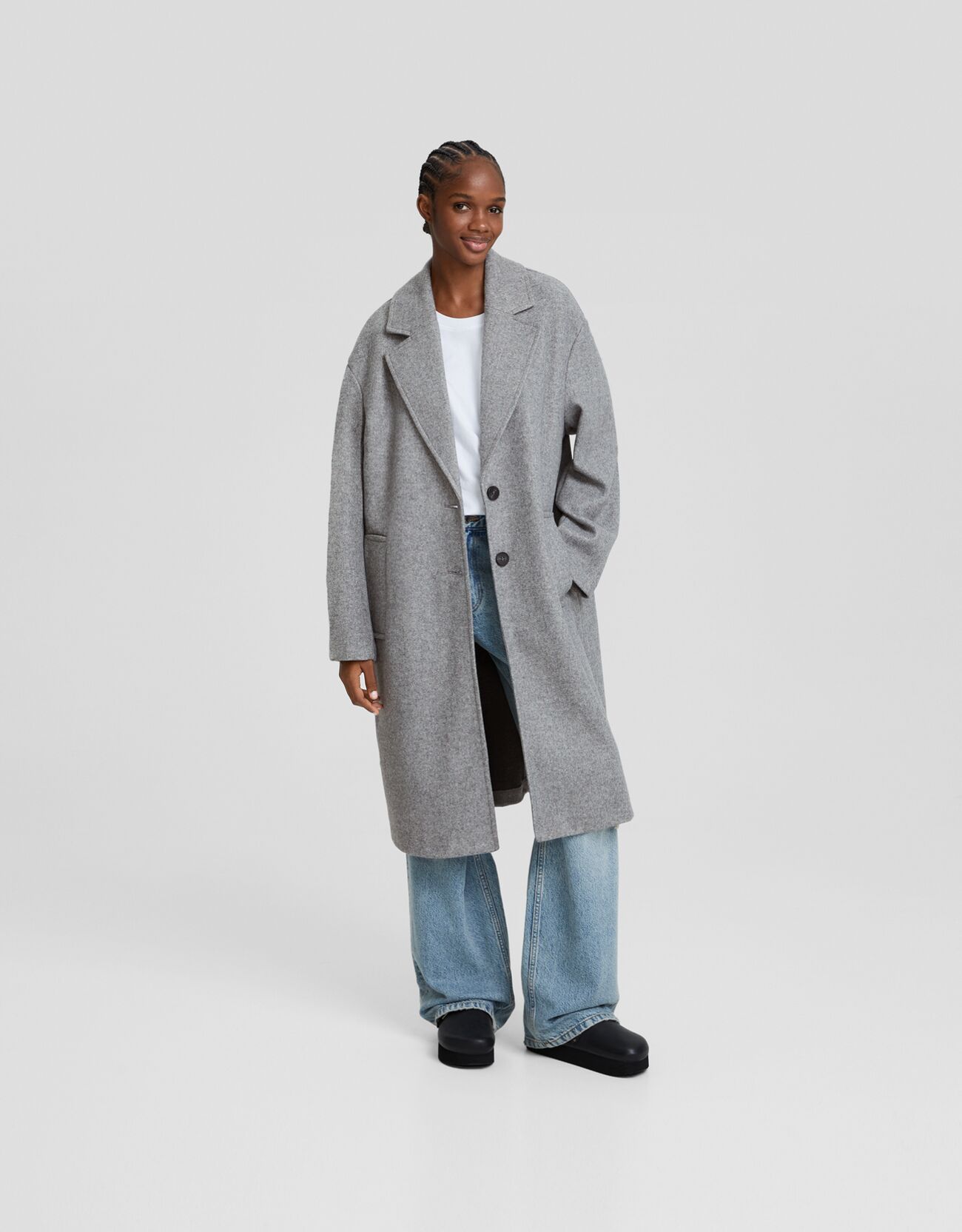 Long soft coat New Women Bershka
