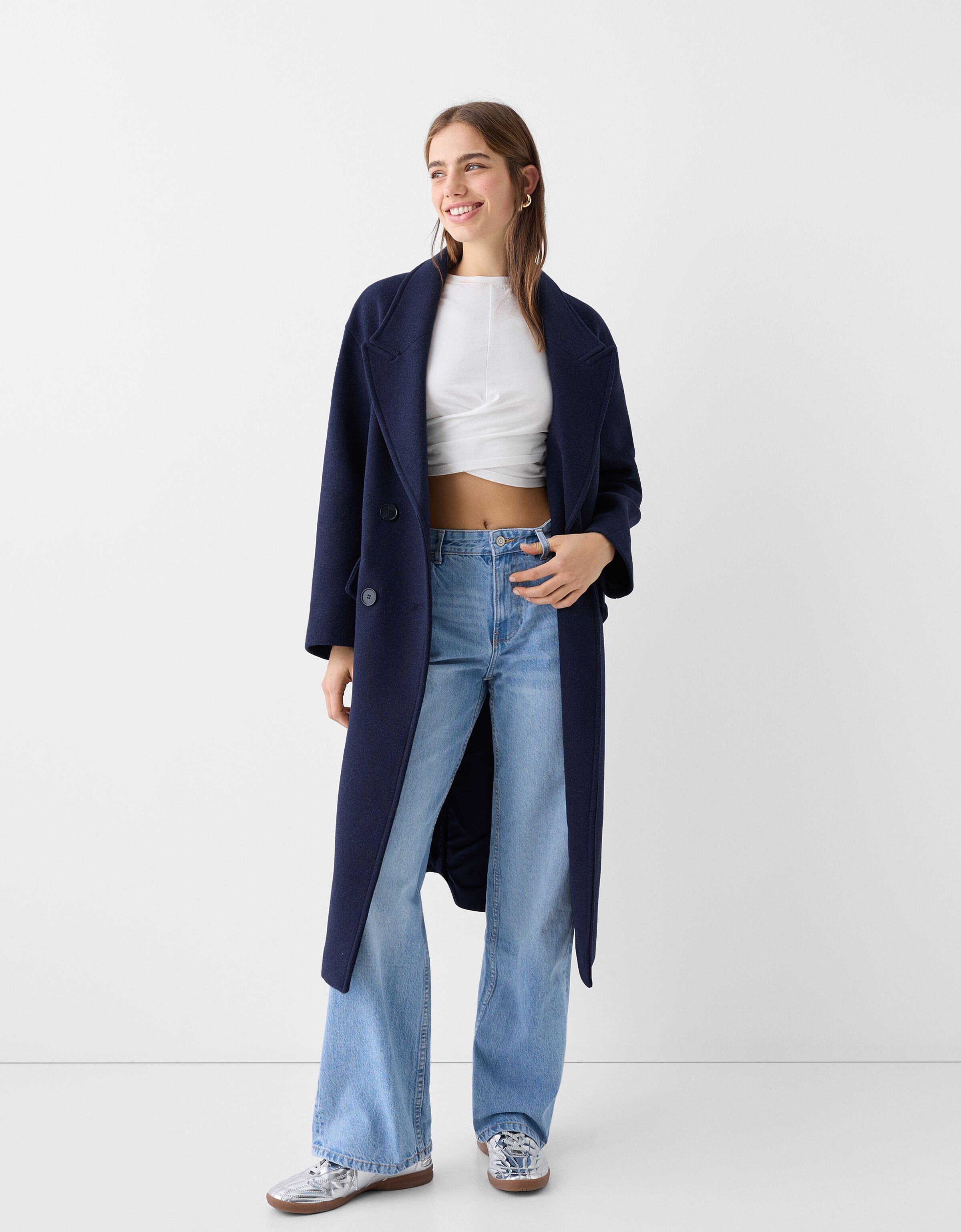 Bershka straight 2024 long coat