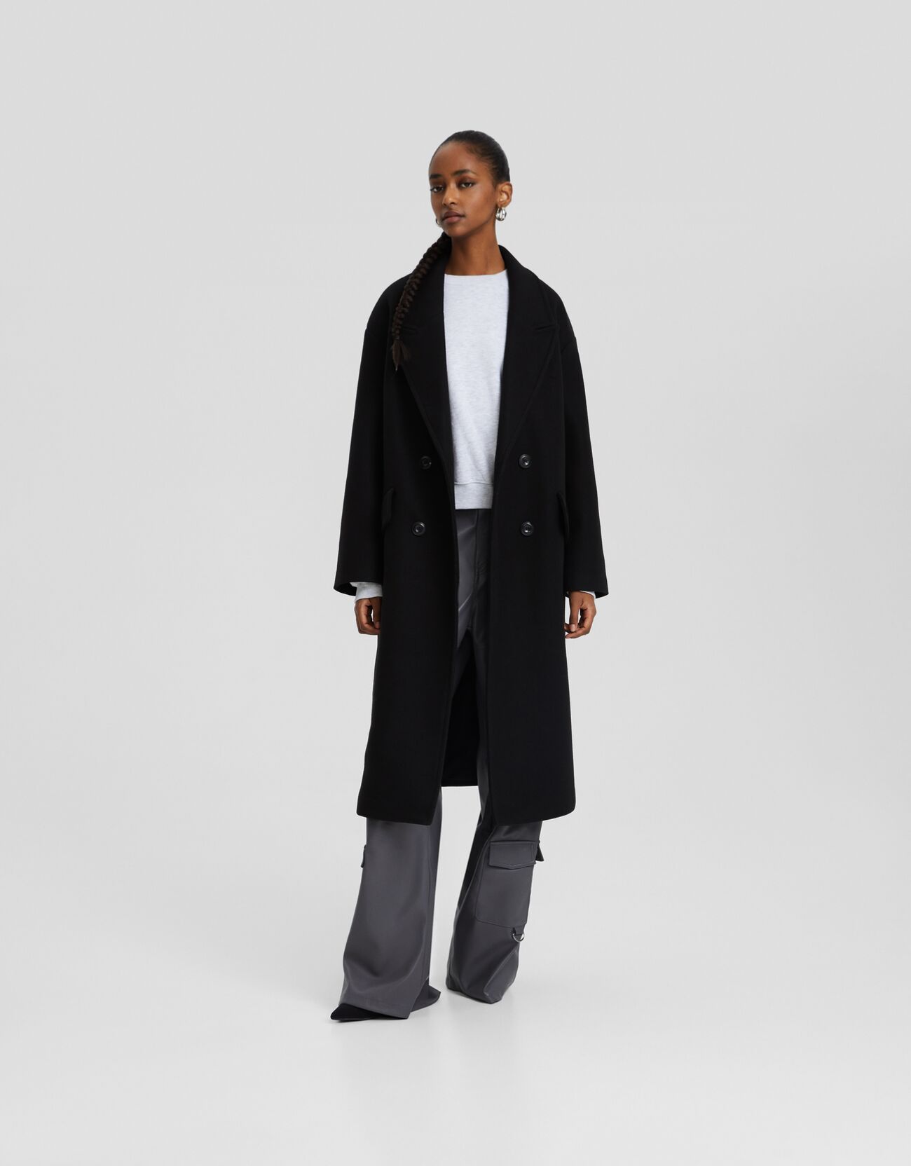 Bershka puffer jacket in longer length in black new arrivals