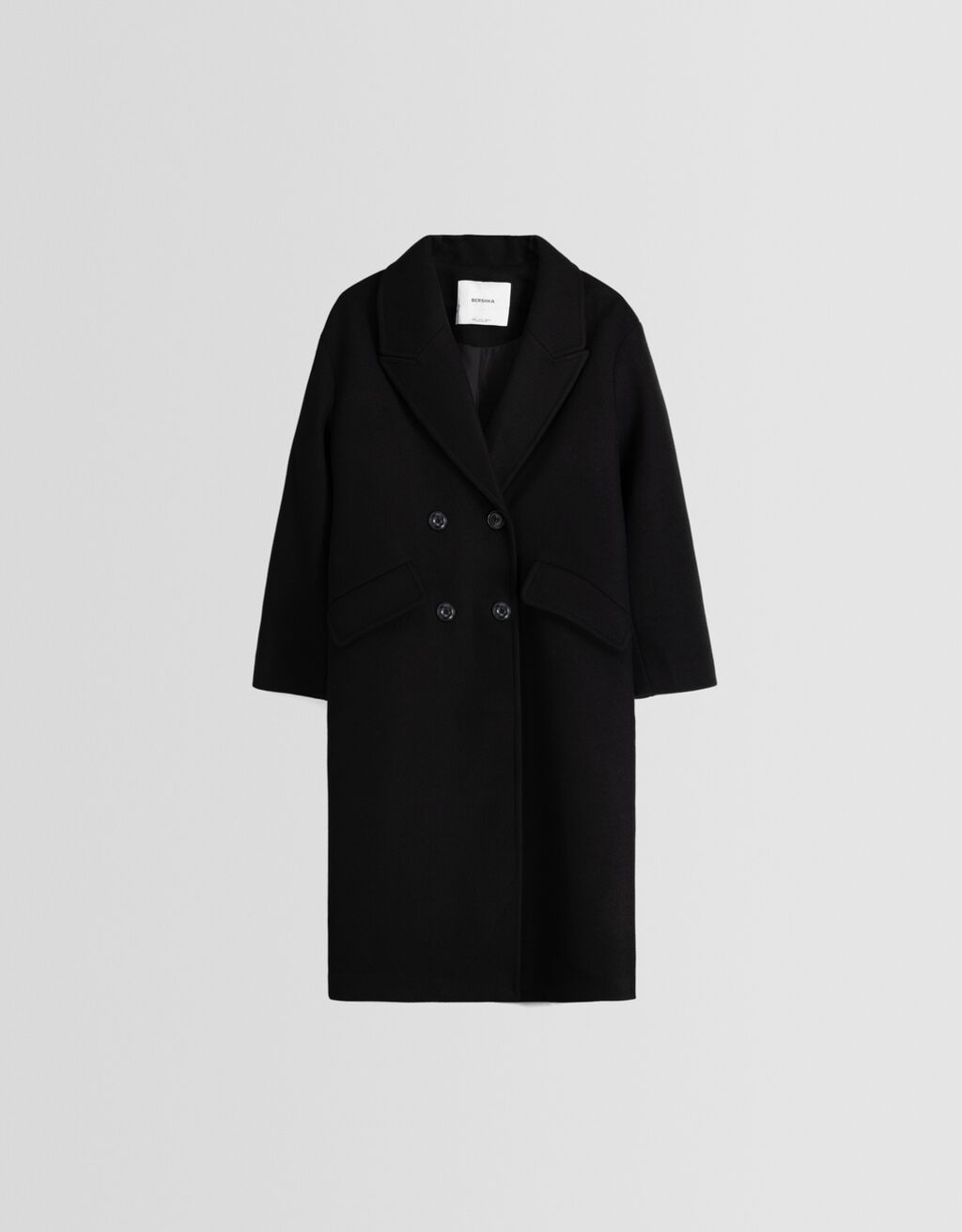 Manteau long épaules tombantes-Noir-4