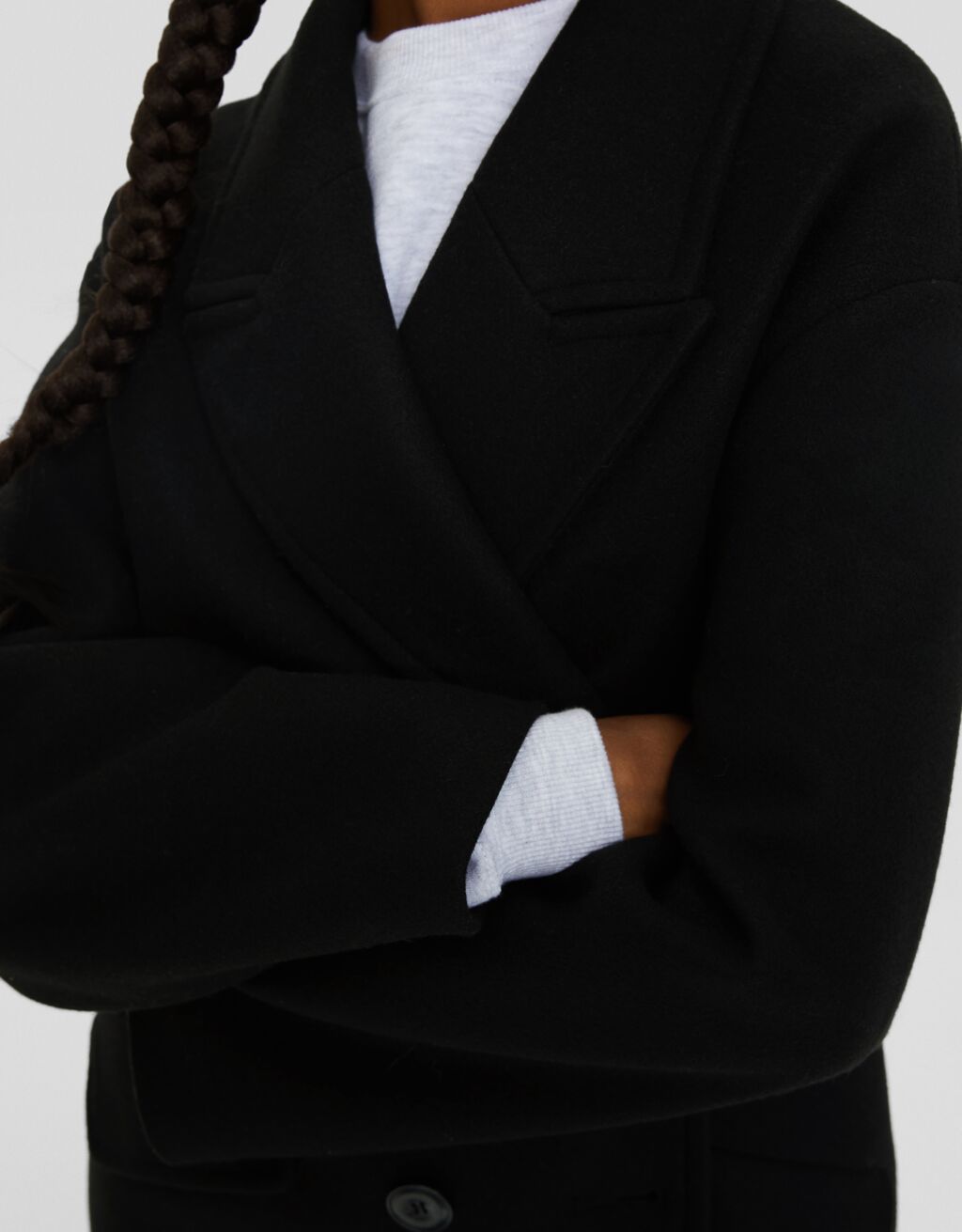 Manteau long épaules tombantes-Noir-5