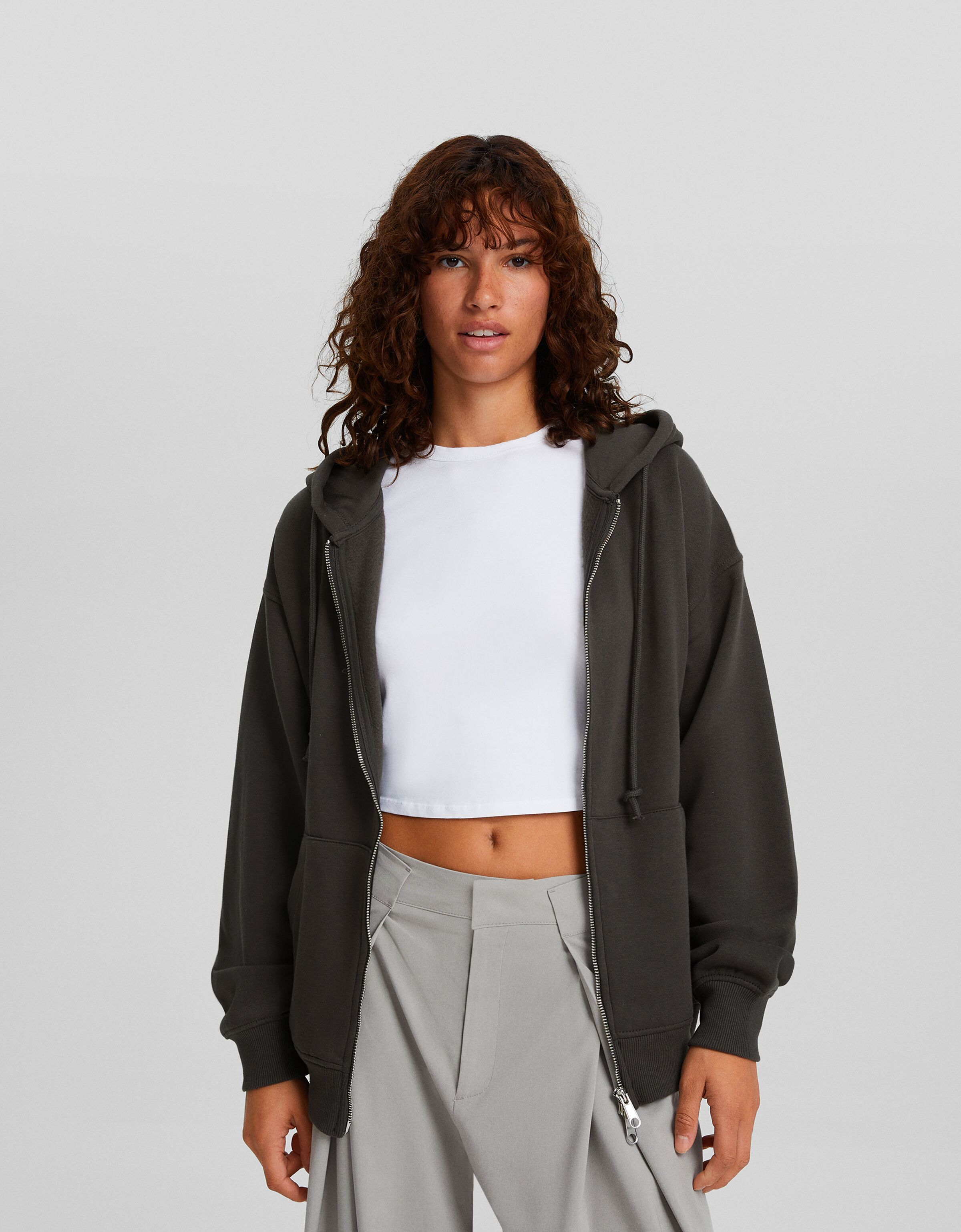 Bershka zip shop up hoodie