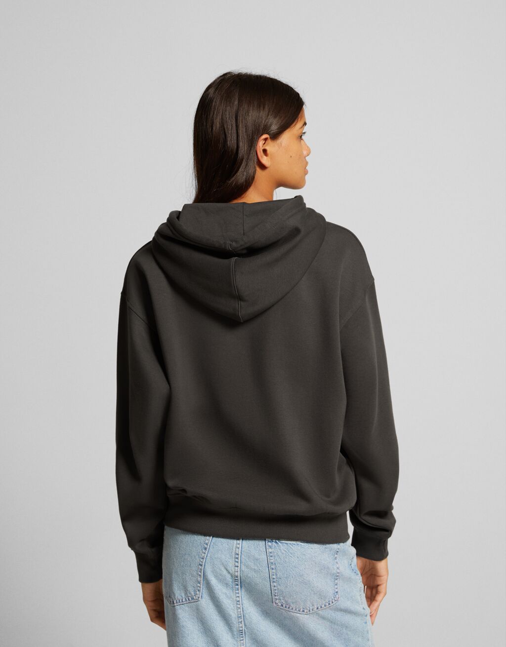 Sweat zippé capuche oversize-Gris foncé-1