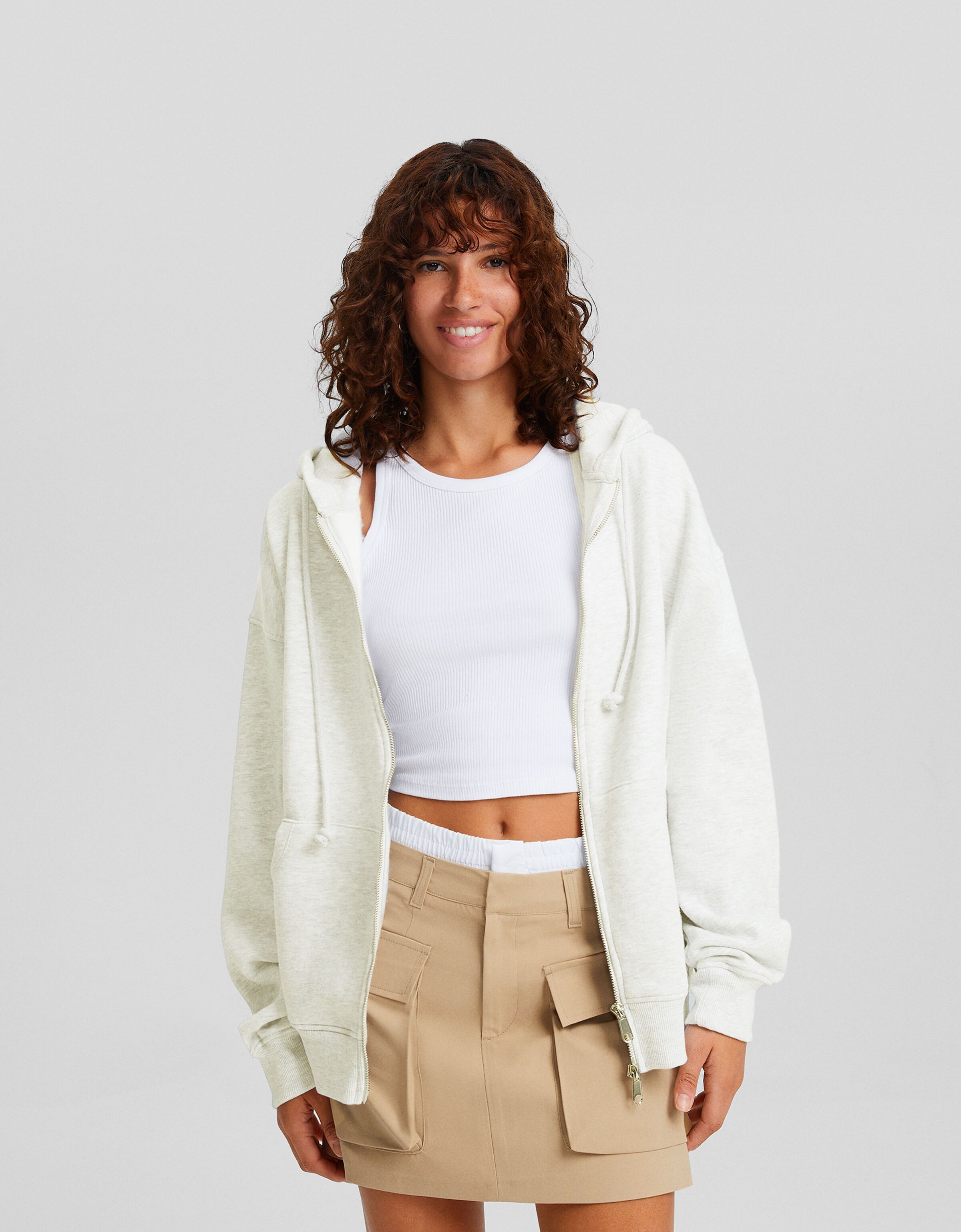 Oversize zip up hoodie Tops bodies Women Bershka