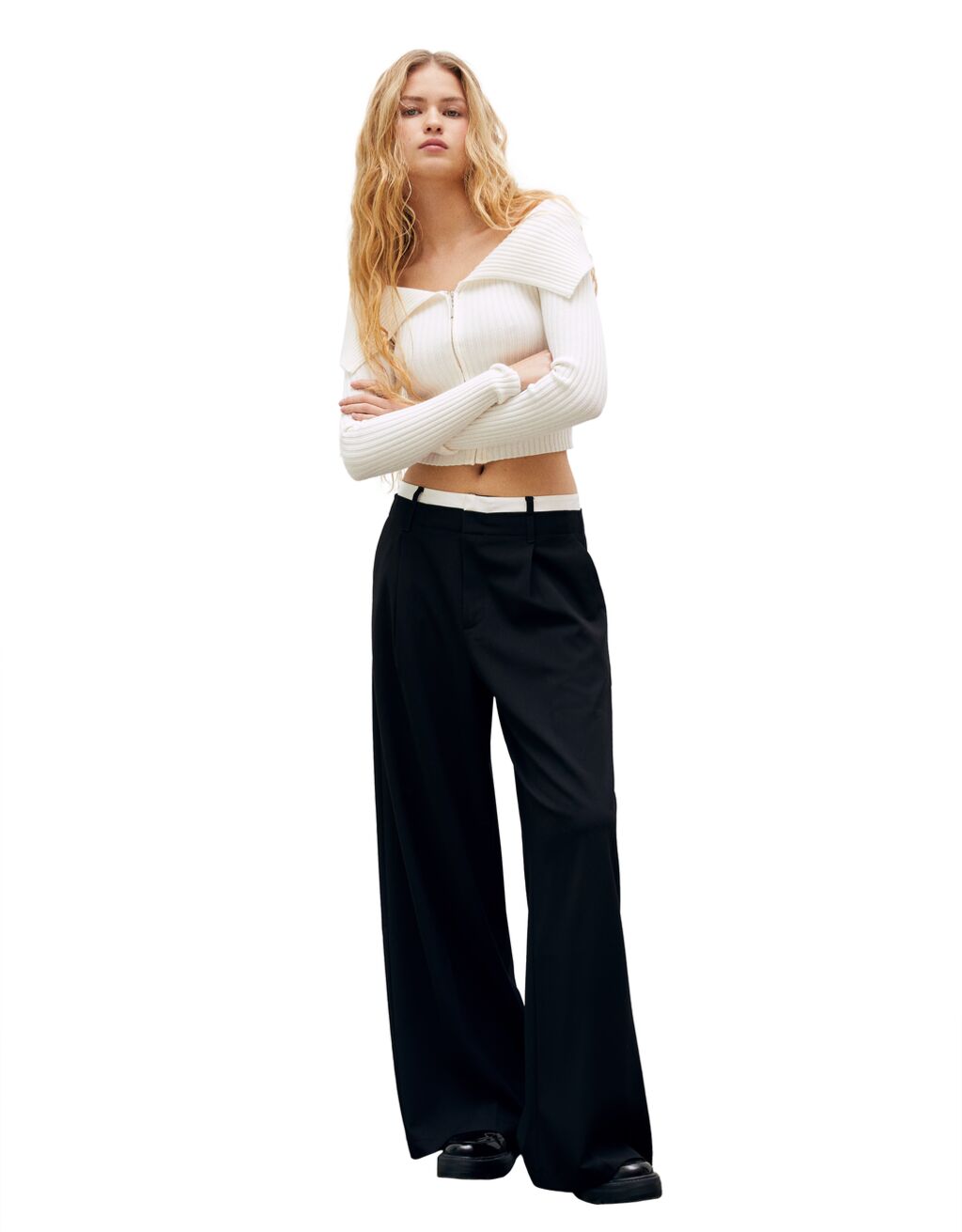 Gilet Bardot fermeture Éclair-Écru-4