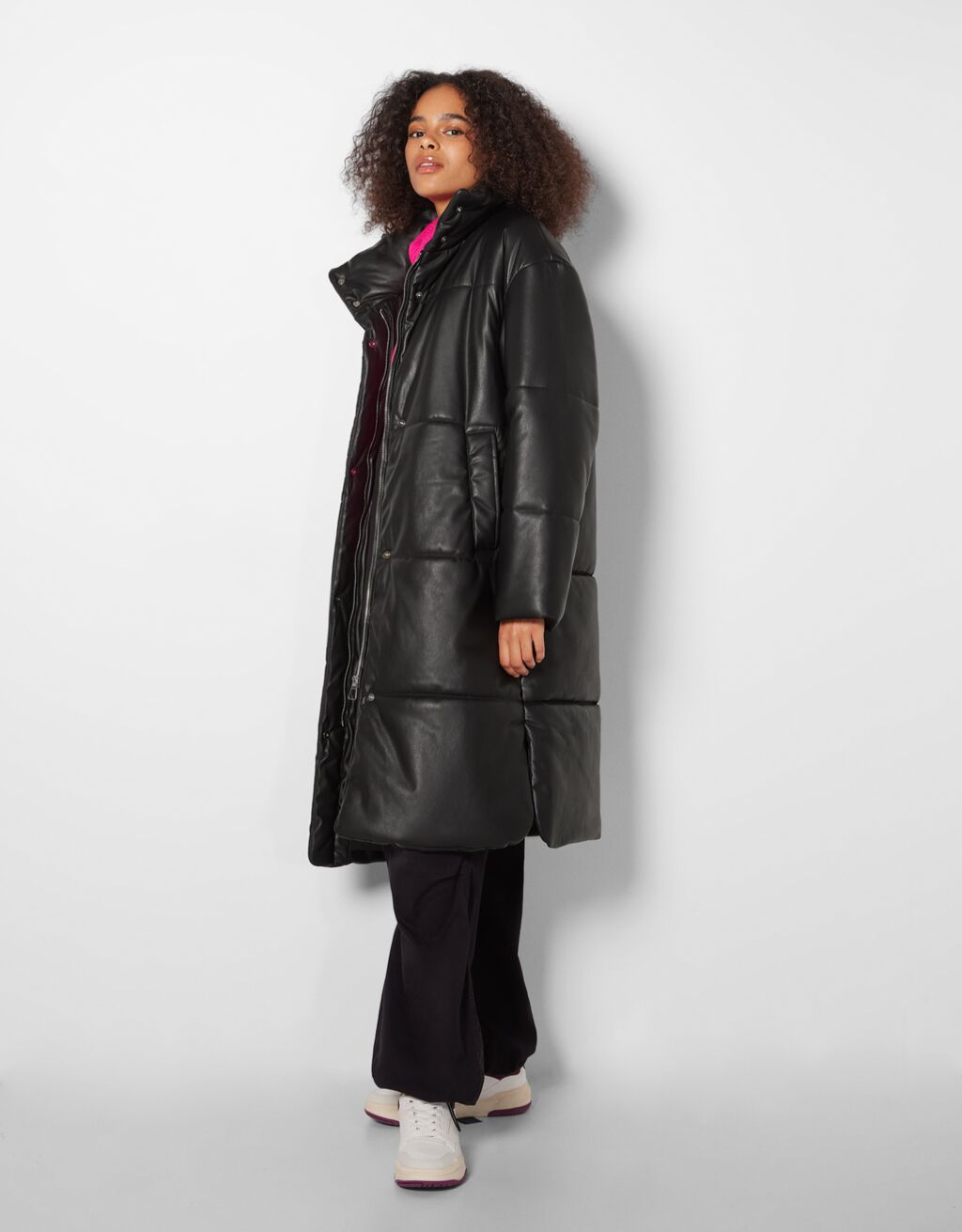 Long leather puffer jacket store