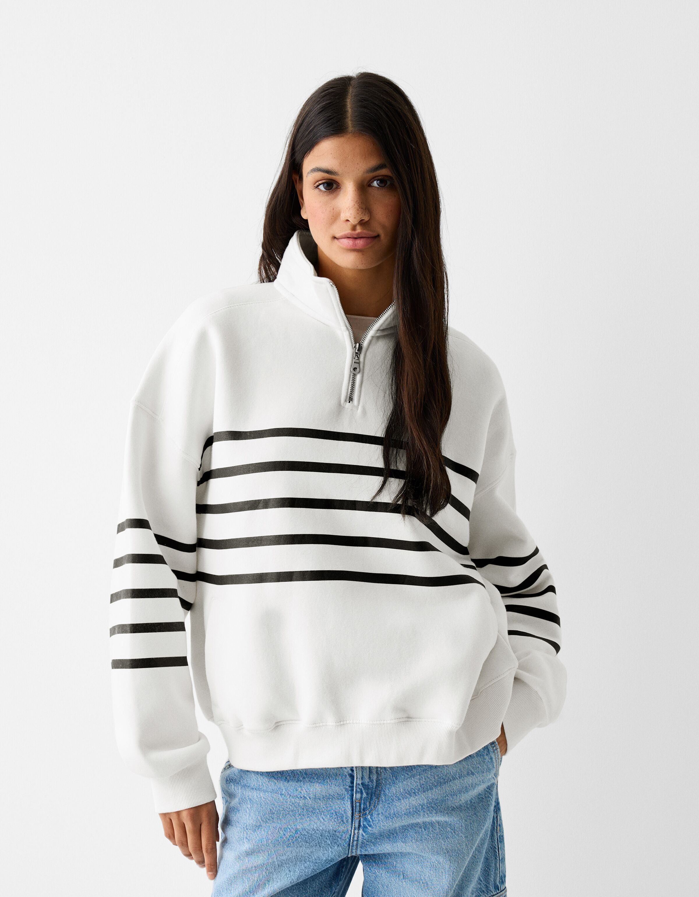 Printed sweatshirt with zipper - Sweatshirts and hoodies - BSK Teen 
