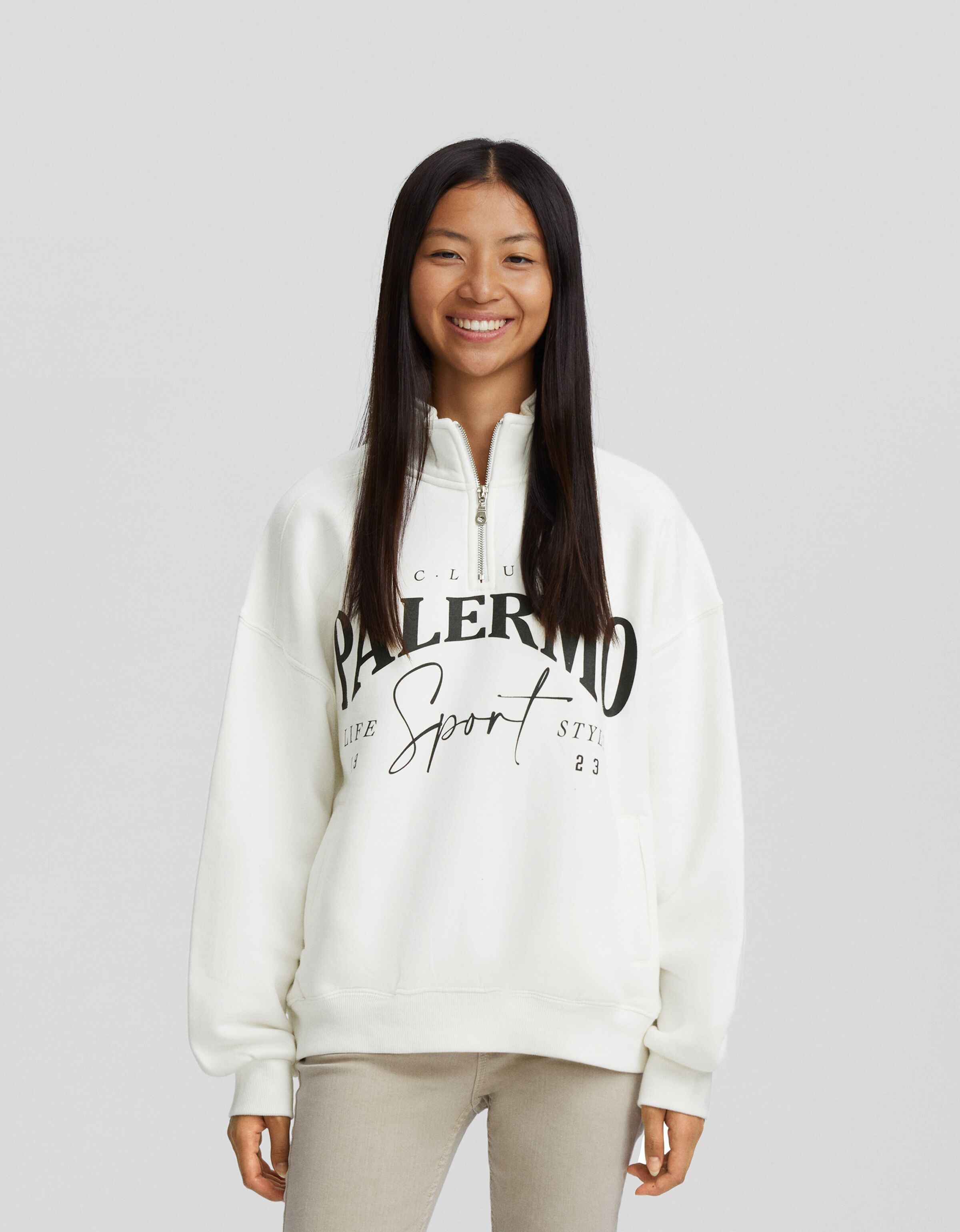 Printed sweatshirt with zipper Sweatshirts and sweaters BSK