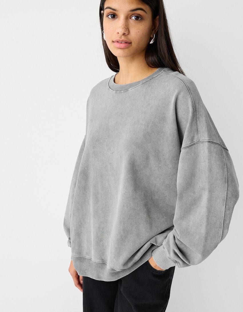 Oversized sweatshirt-Grey-2