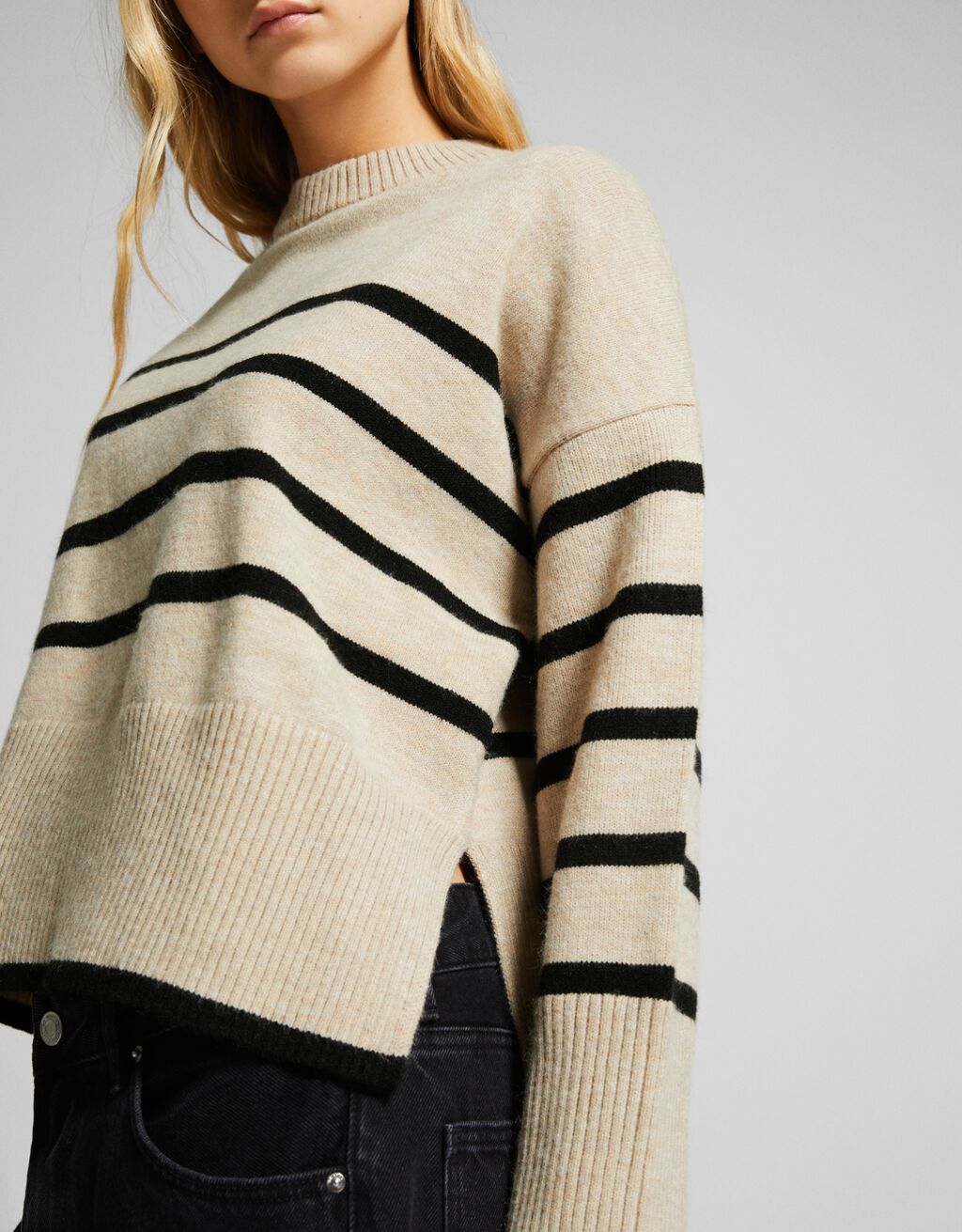 Pull col rond-Sable-2