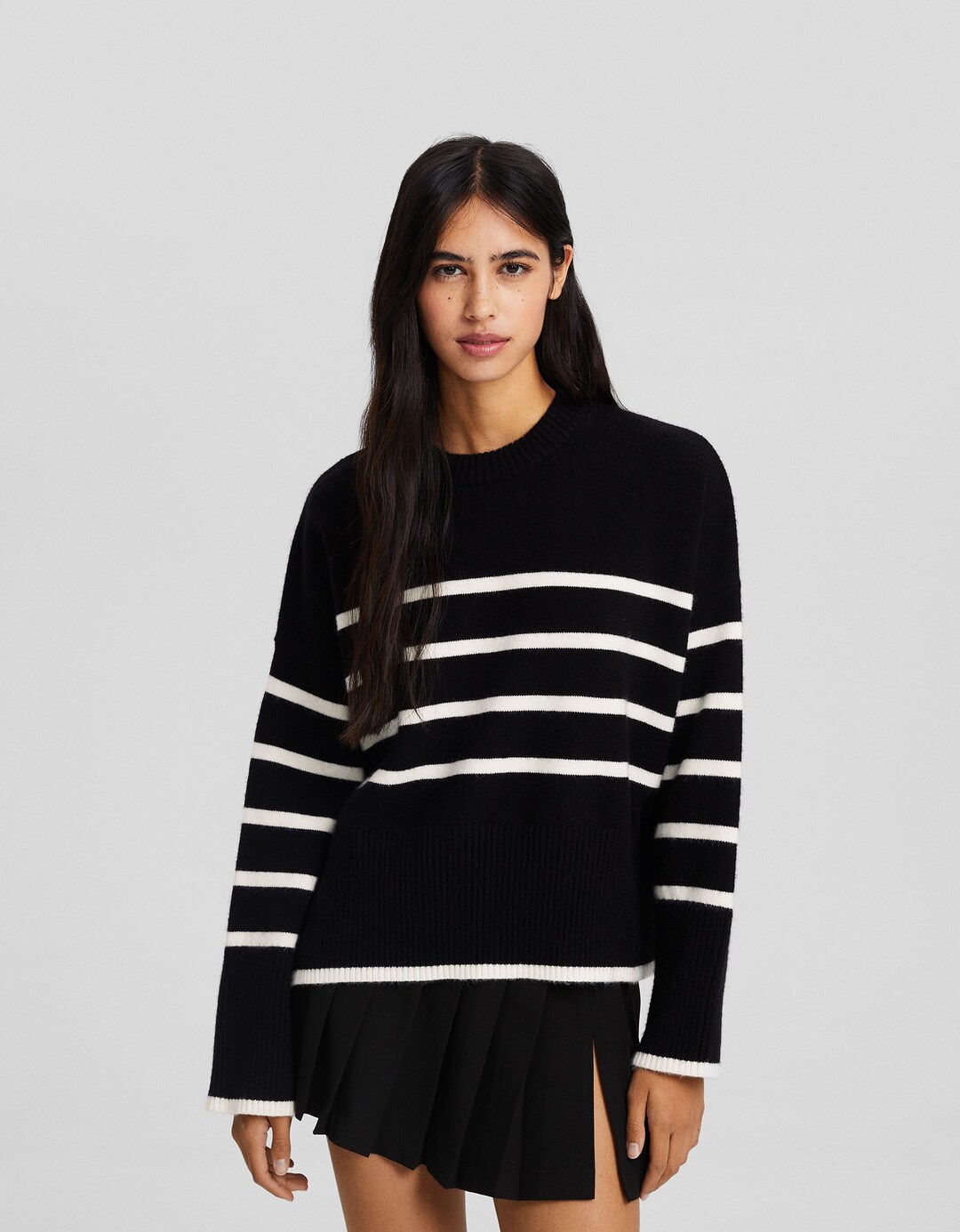 Pullover collo rotondo righe