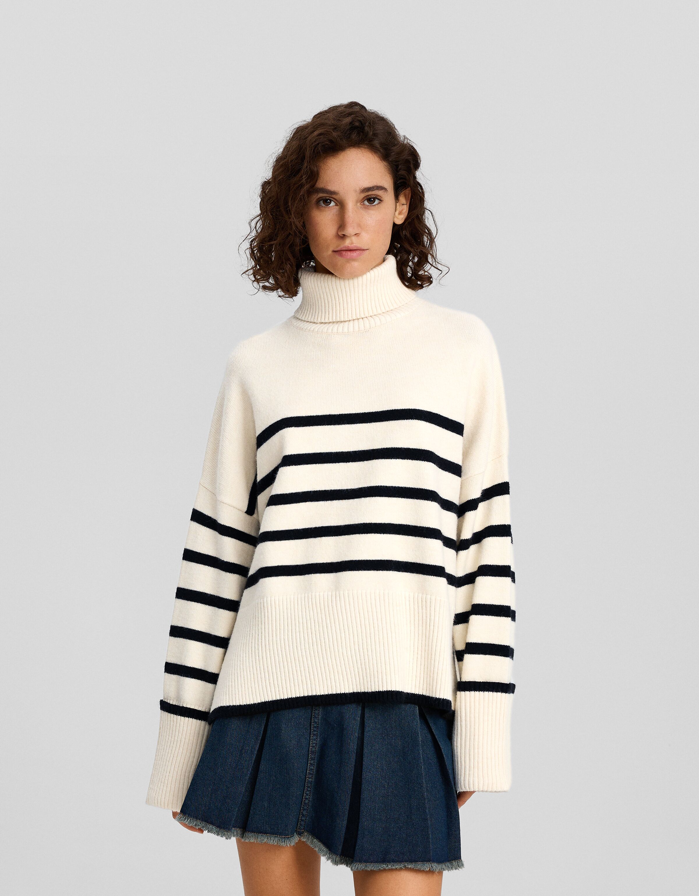 Striped high neck sweater - Sweaters and cardigans - BSK Teen