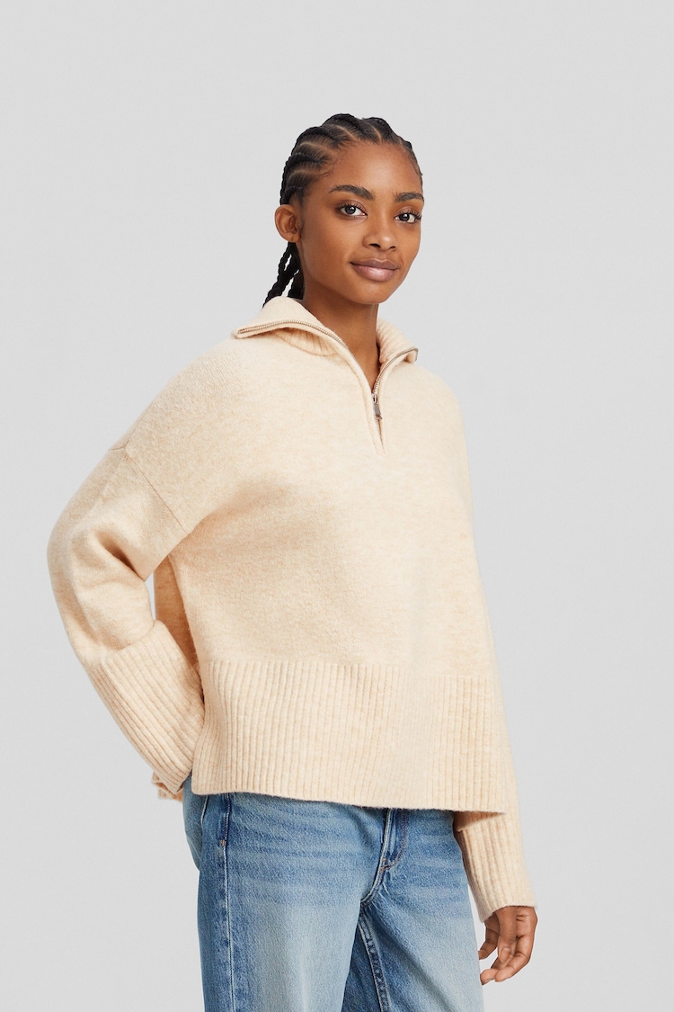 High neck sweater with zip