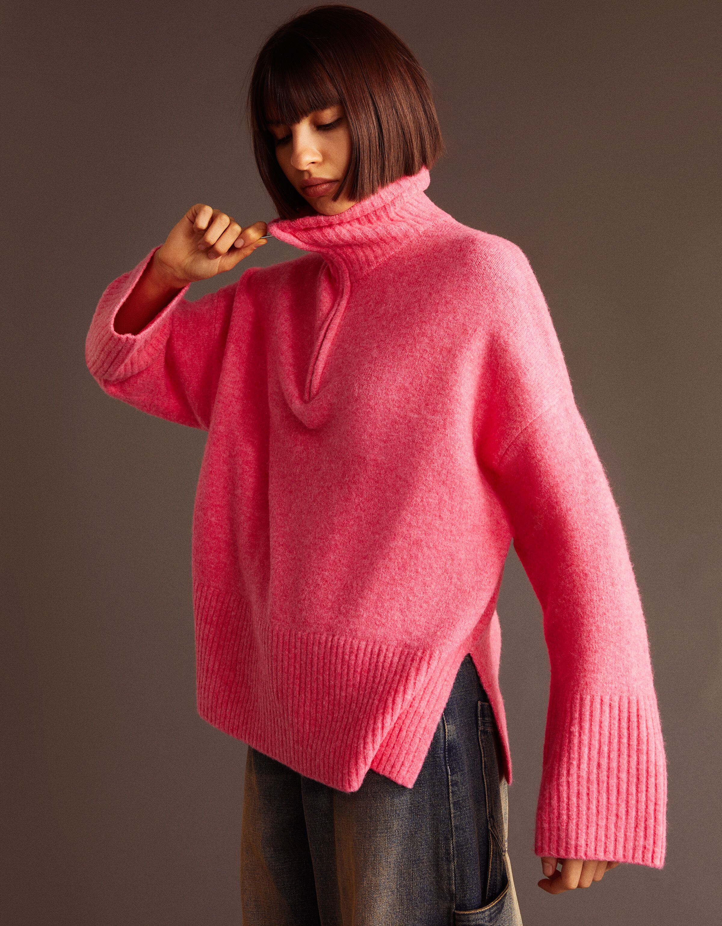 Col roulé violet bershka shop